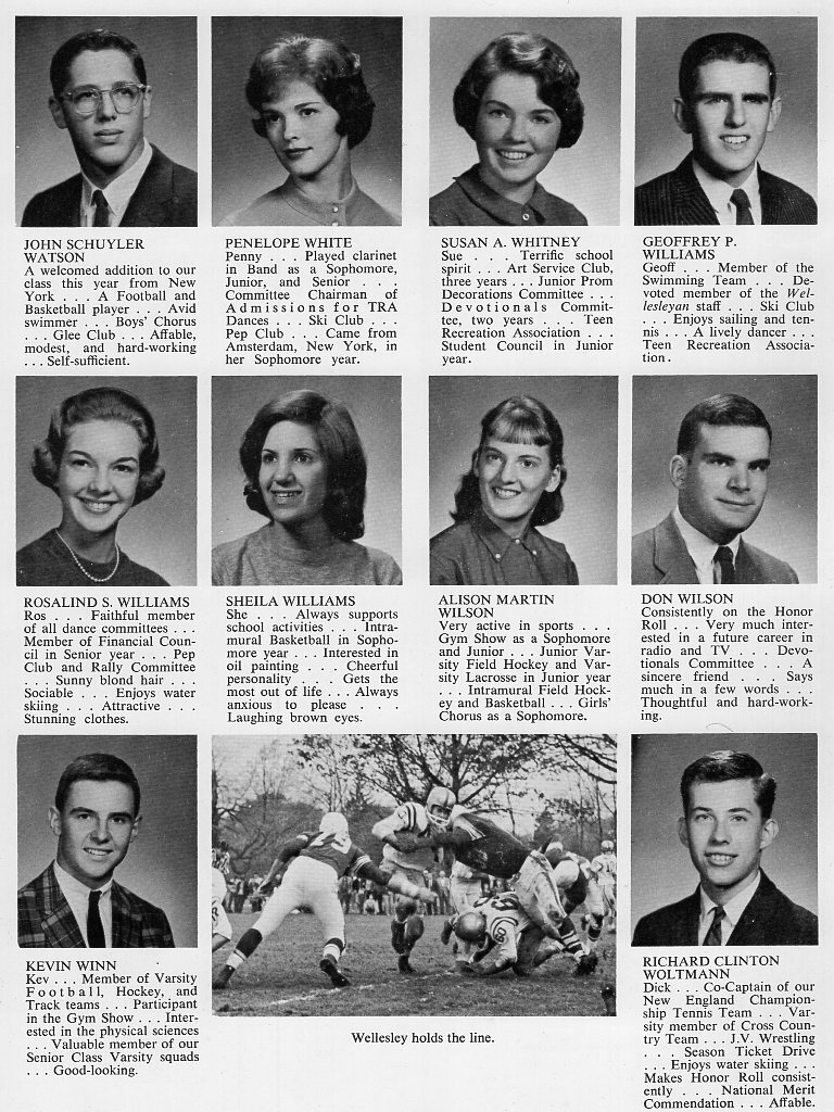 1962 Wellesley High School Yearbook Photos History Theater Sports Teenagers ++++