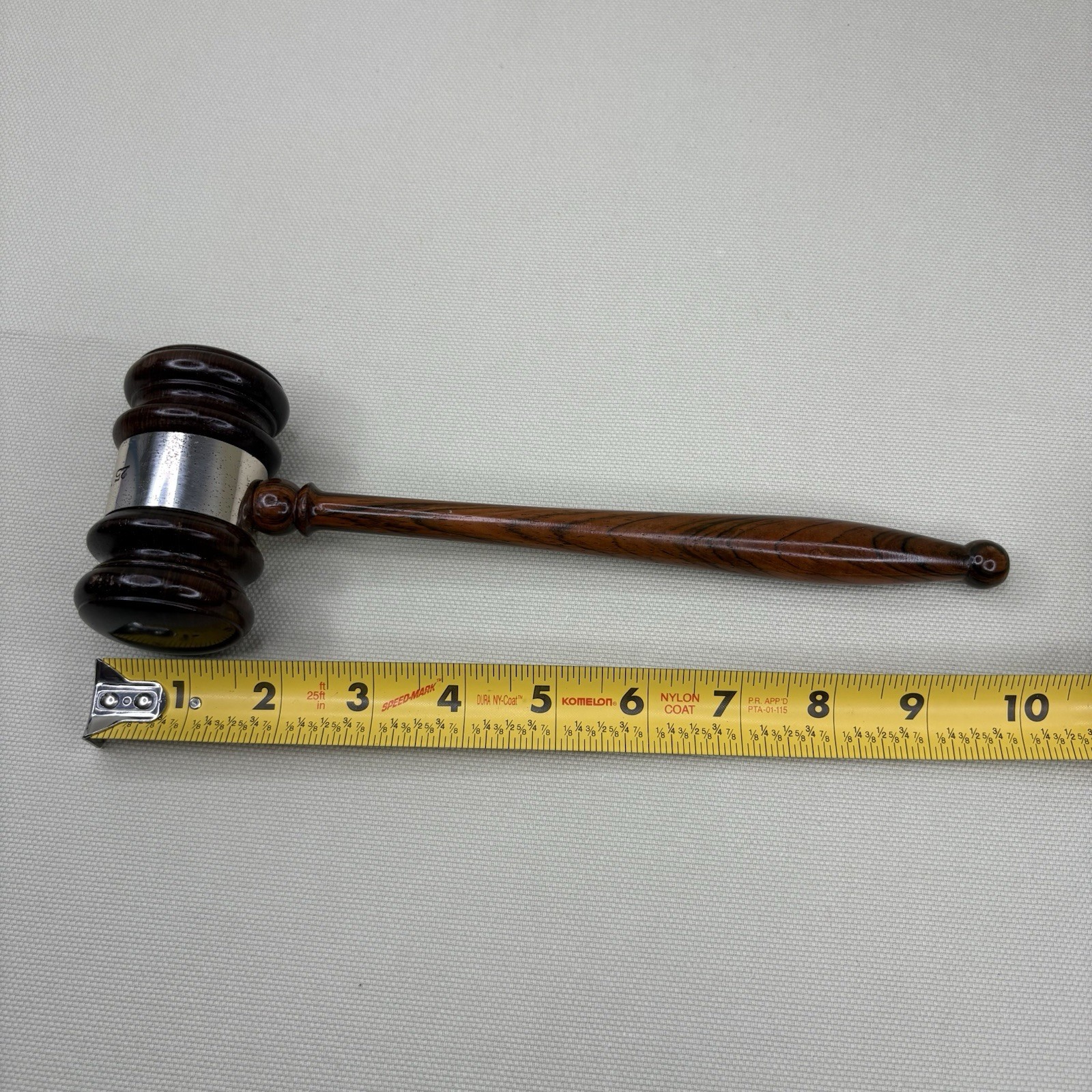 Vtg 1958 10 Inch Solid Rosewood Gavel w/ Sterling Silver Band • WSB 25 Year Club
