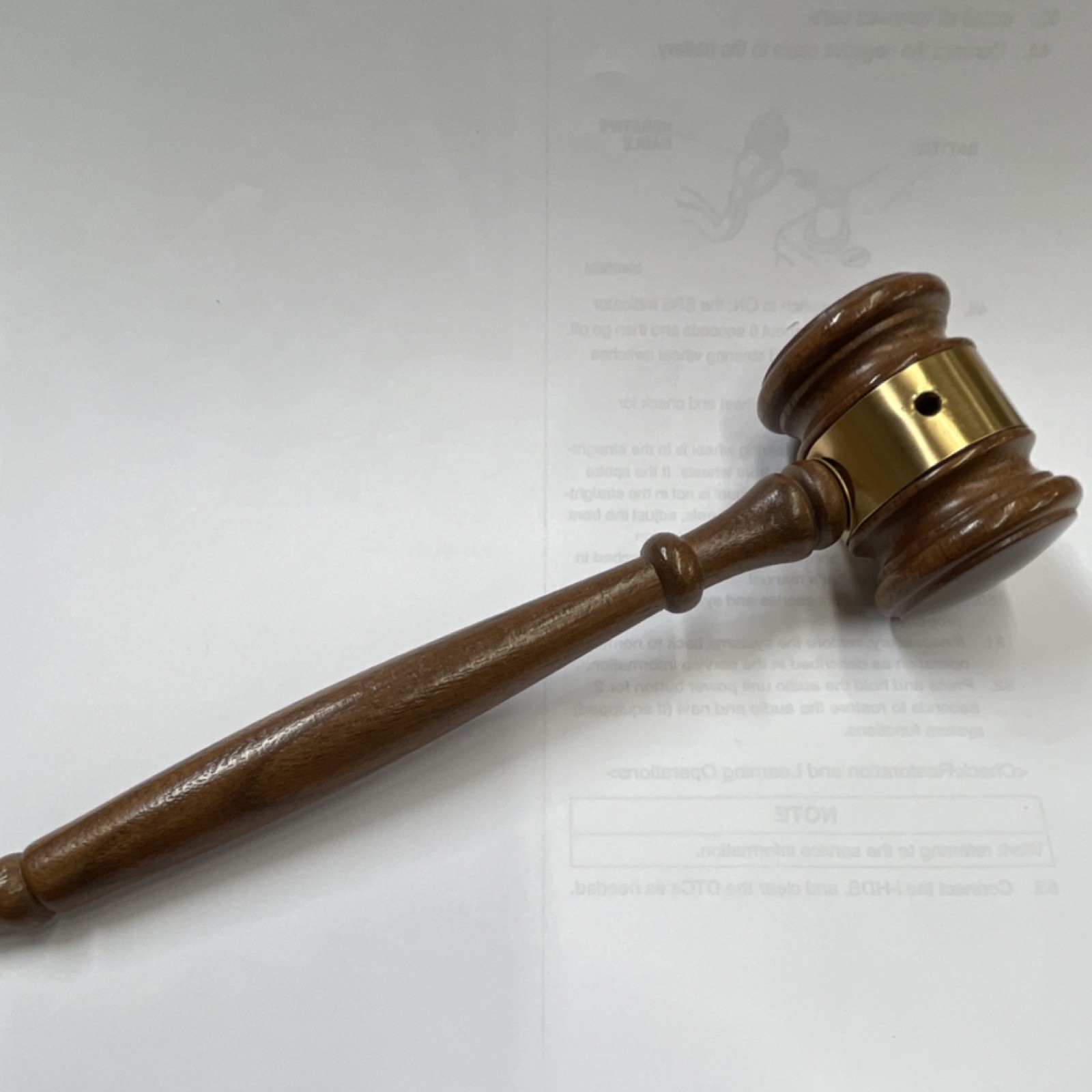 Wooden Judge’s Gavel with Brass Band 8 Inch Length Lawyers Legal Theme Courtroom