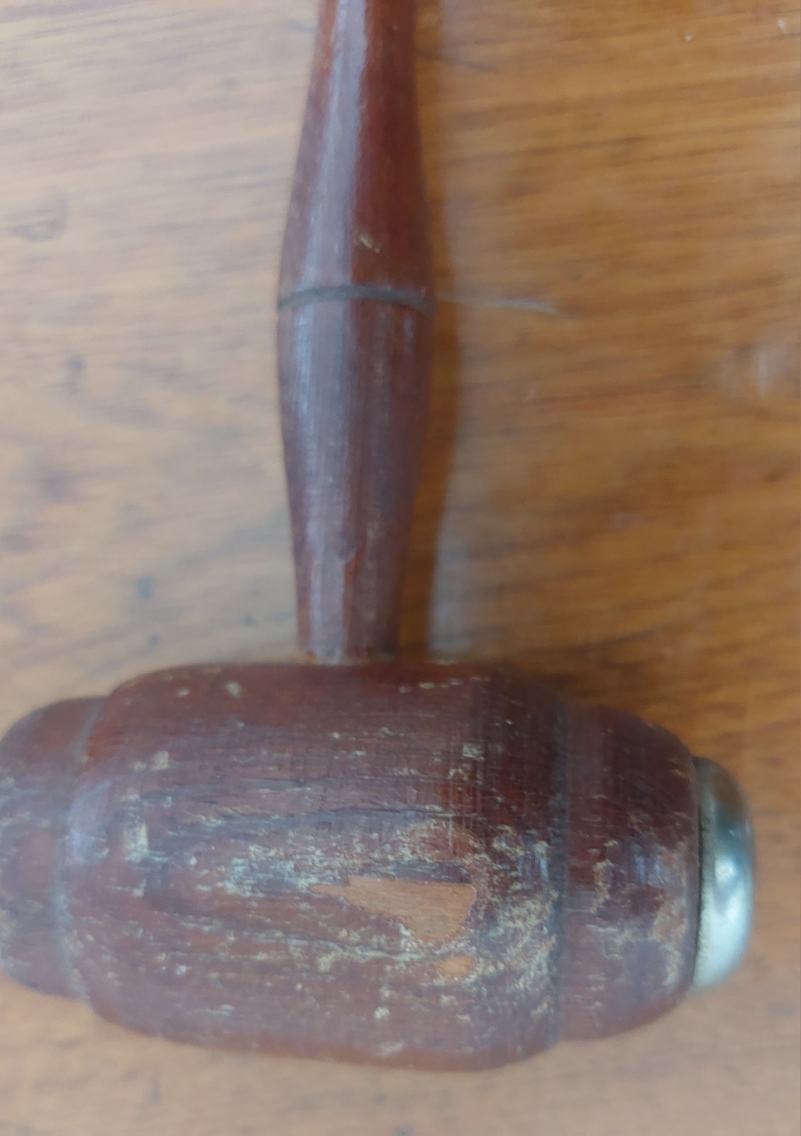 Antique Wooden Gavel Aluminum End Court Judge Auctioneer Vintage Patina