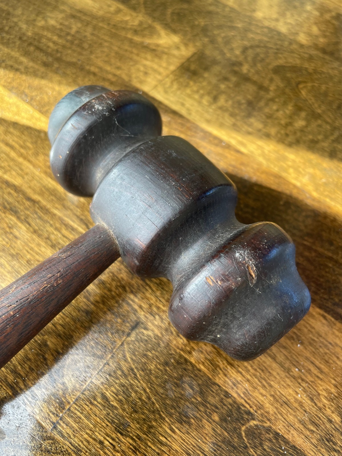Antique 19th Century Solid Wood Gavel – Large, Hand-Turned