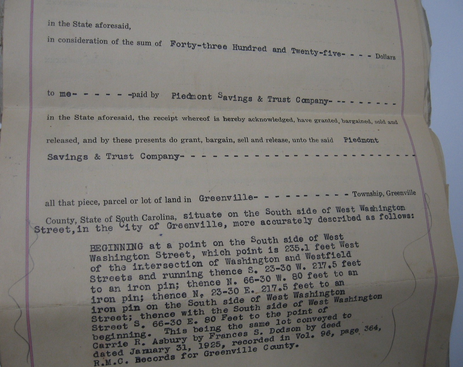 1932 Signed Bankruptcy Document Col. E. M. Blythe Attorney, Greenville, SC