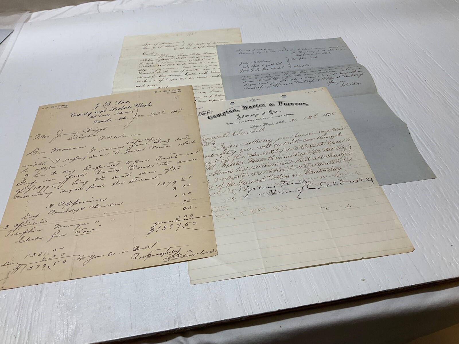 ARKANSAS LOT 4 DOCUMENTS CIVIL WAR TO 1909 BANKRUPTCY CHILDREN CIVIL SUIT @312