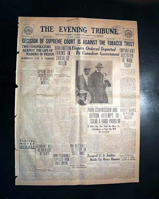 UNITED STATES SUPREME COURT v. American Tobacco Co. Case DECISION 1911 Newspaper