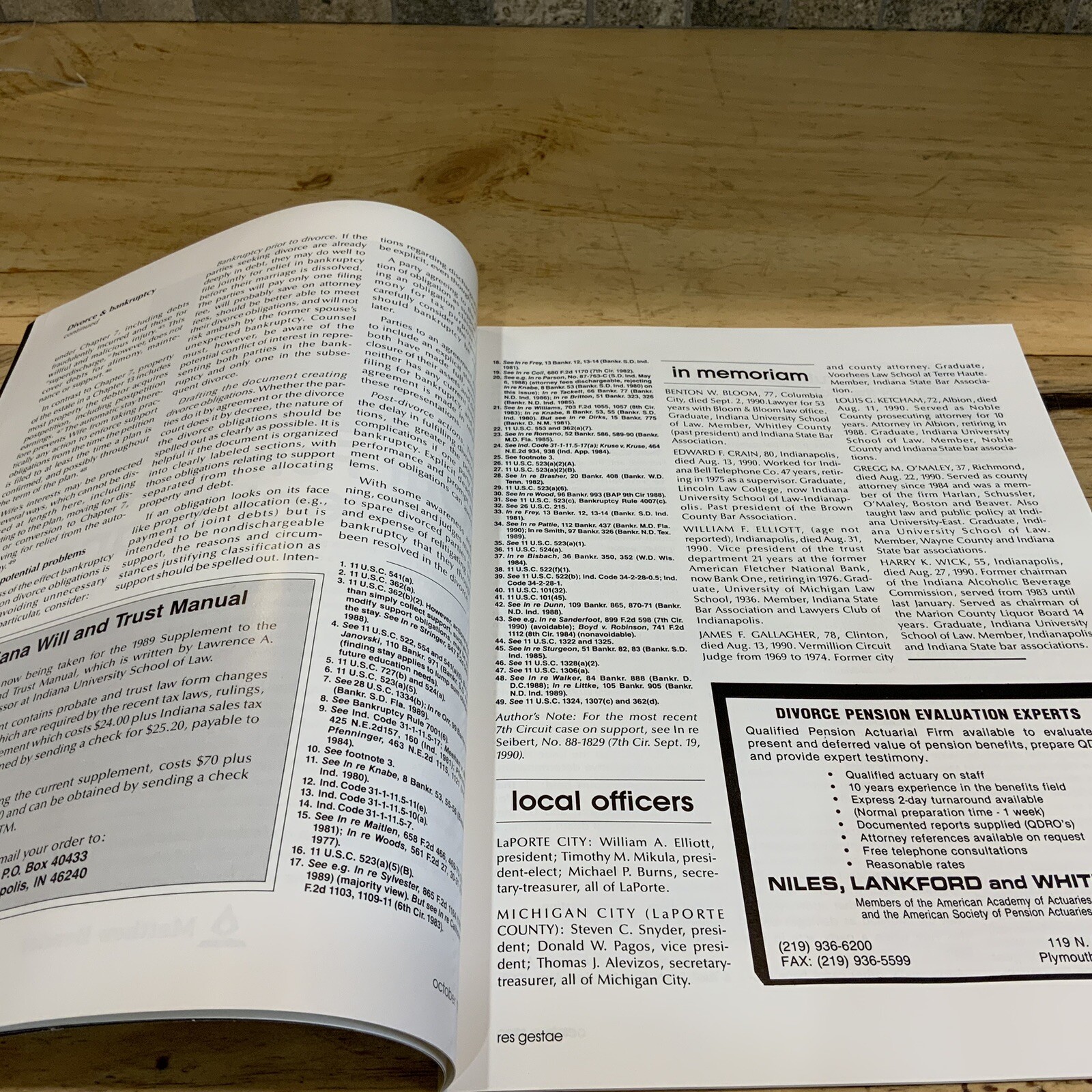 Indiana State Bar Association 1990 Res Gestae Lawyers Law Attorney