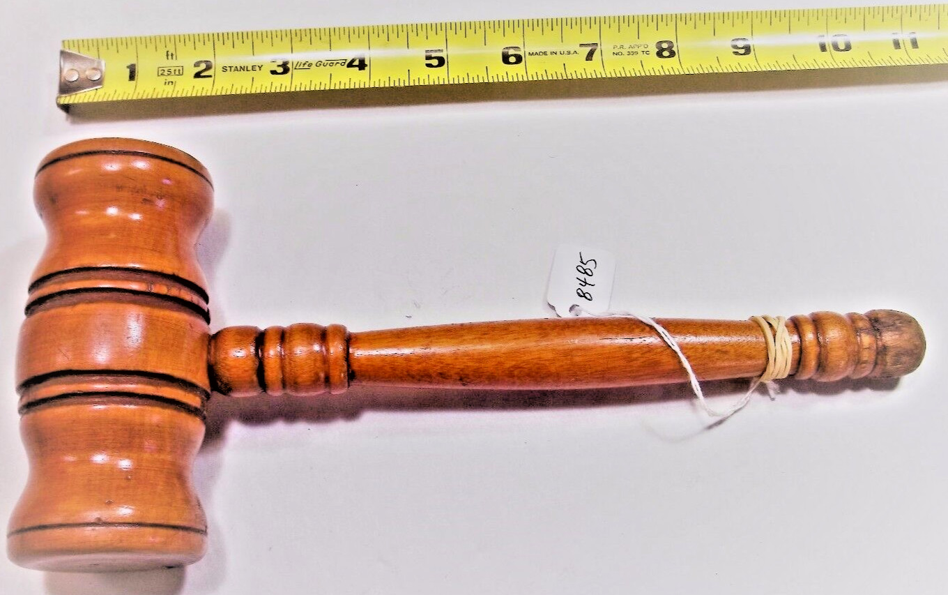 Wooden Vtg Gavel, 7 oz., 10-3/8″ Lg, head length is 4-1/2 x 2-1/16″ Diameter
