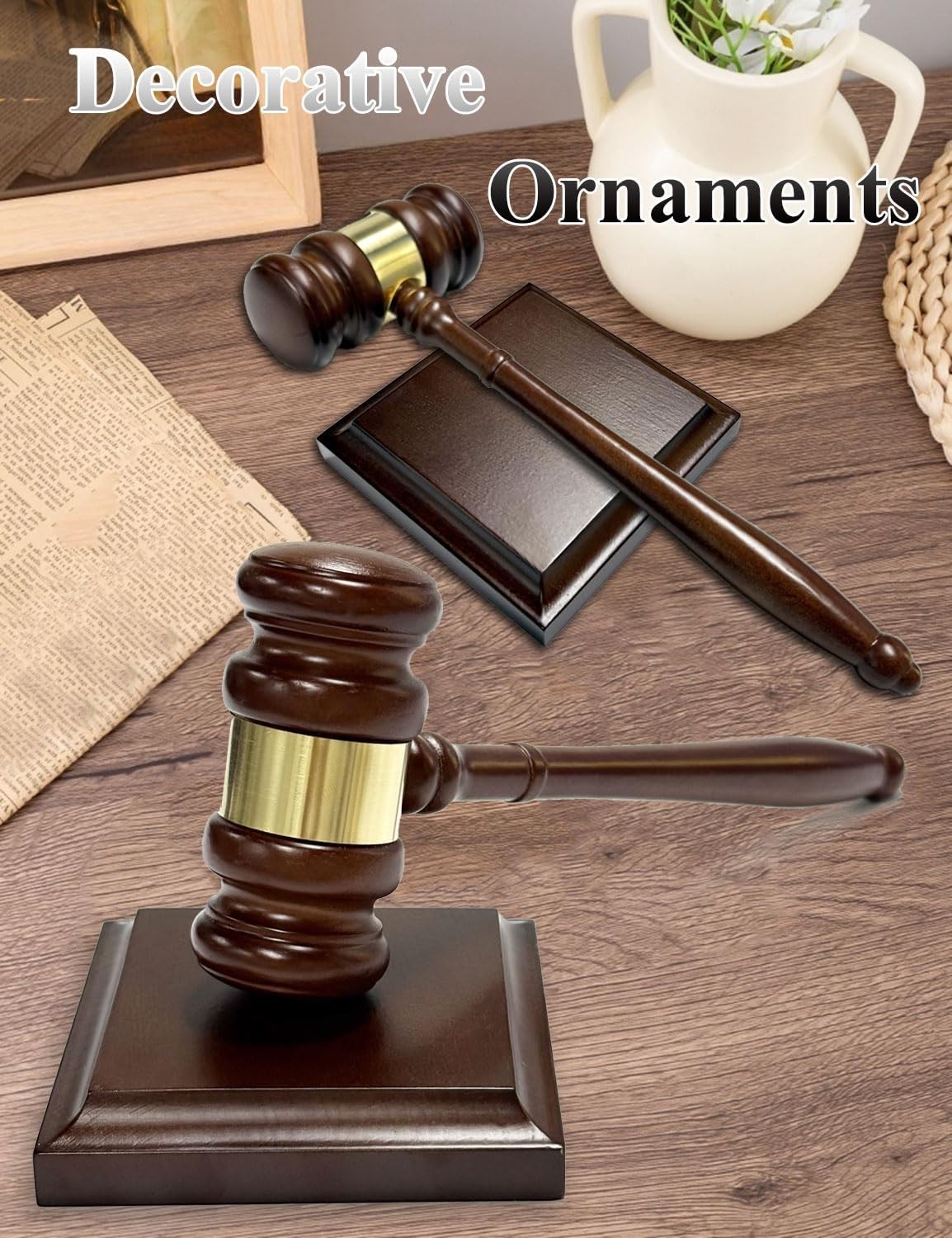 Wooden Gavel & Sound Block Set – Ideal Desk Accessory for Lawyers, Judges, Chair