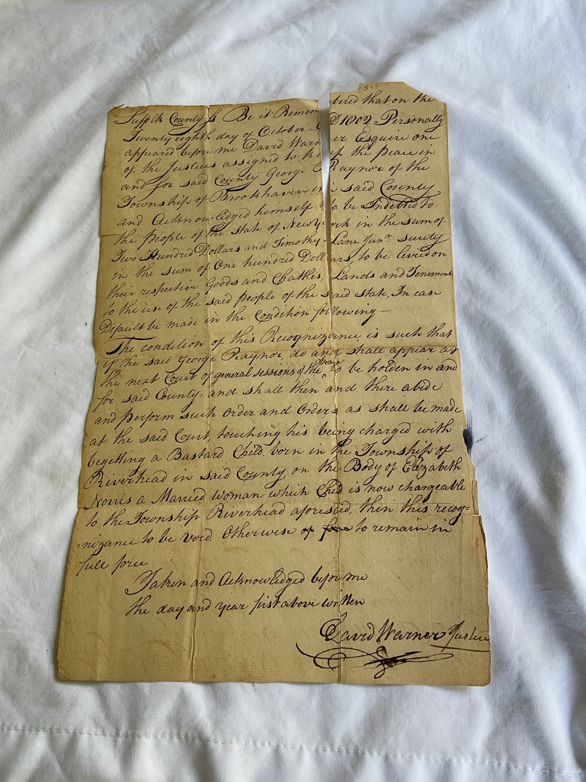 BASTARD CHILD MAN BEGARTS WITH MARRIED WOMAN E NORRIS28 OCT 1802 SUFFOLK CO