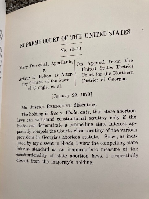 Original 1973 Landmark RARE Slip Opinion ROE v. WADE – Abortion US Supreme Court