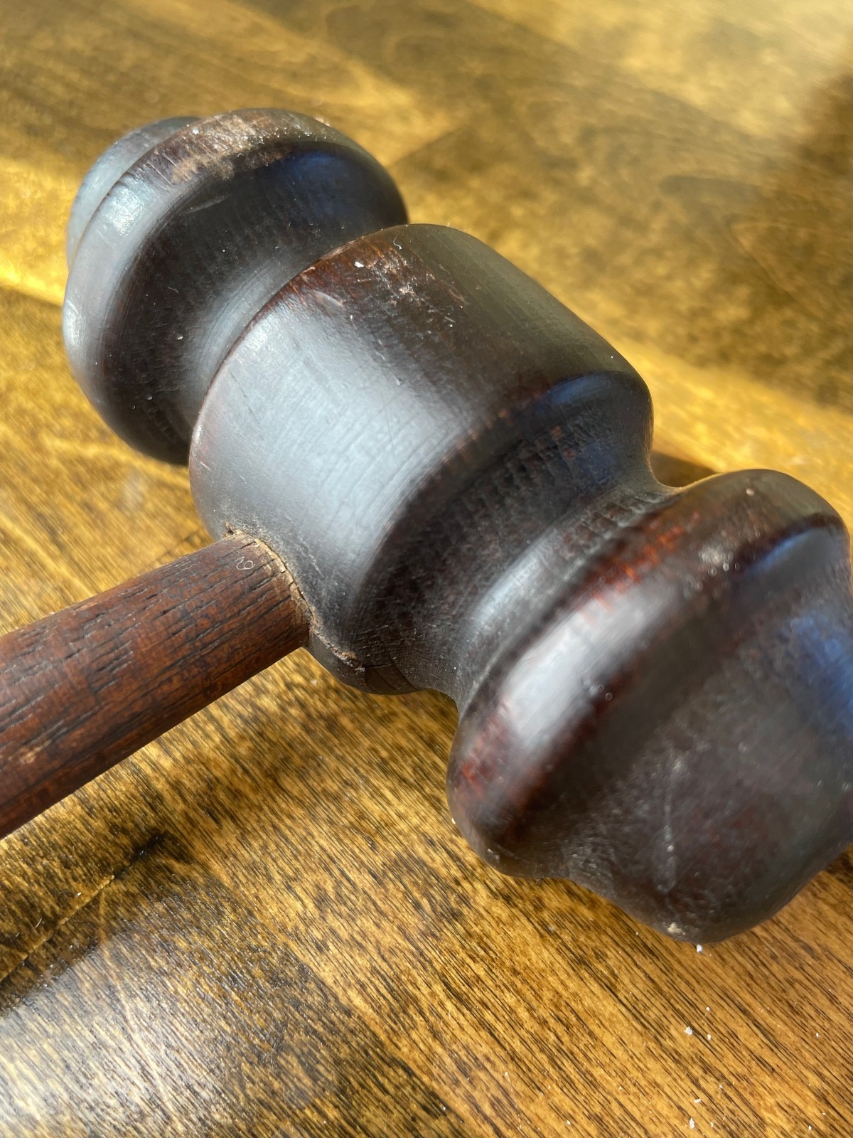 Antique 19th Century Solid Wood Gavel – Large, Hand-Turned