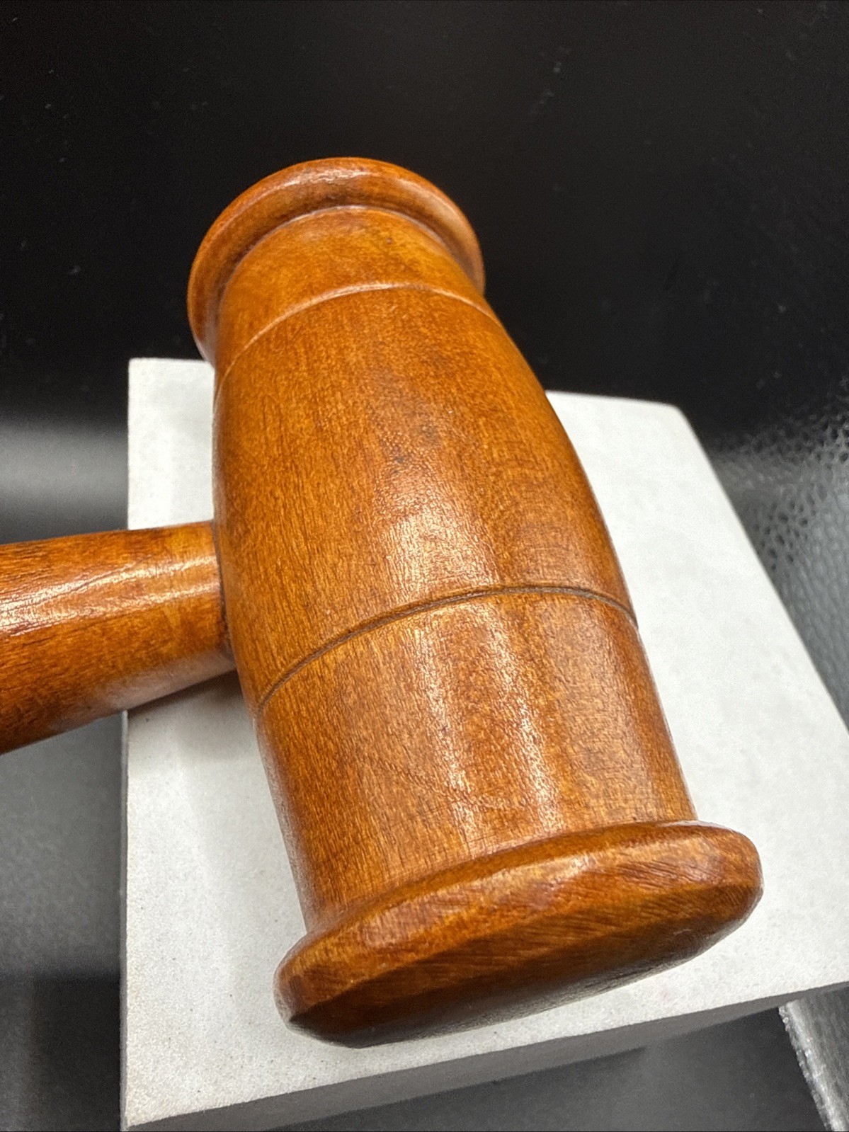 Vintage Good Turning Details Red Tone Solid Wood Judge’s Gavel Approx. 11”