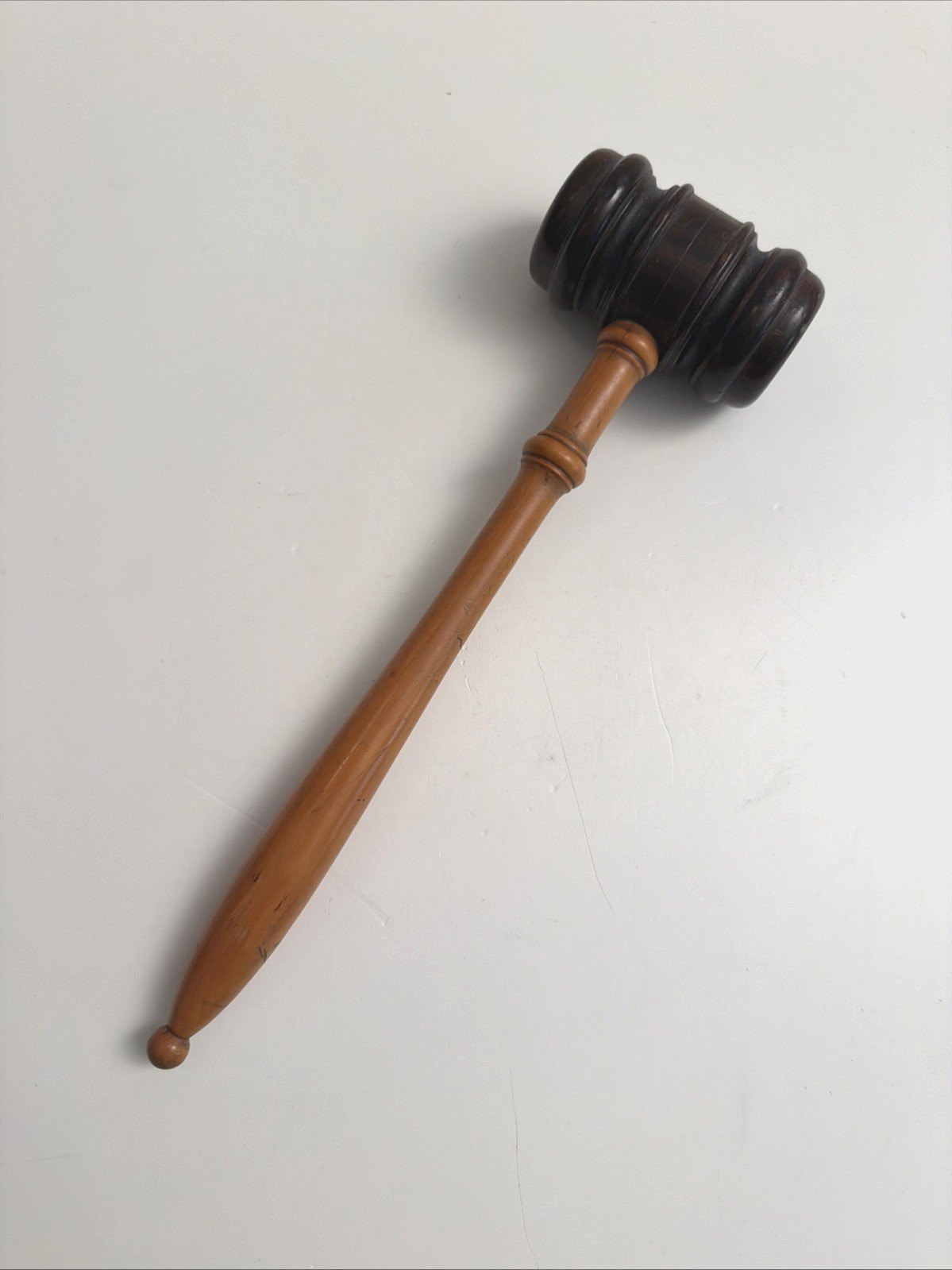 Vintage Turned 2-Tone Hardwood Wooden Gavel Especially Nice! Order in the Court!