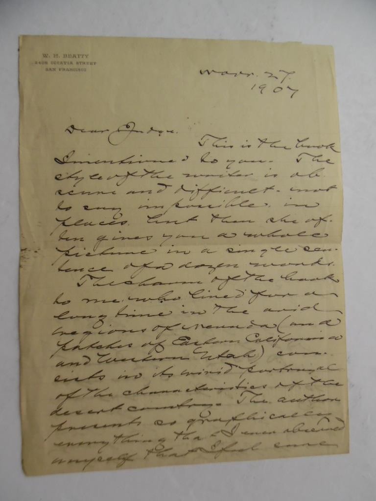 1907 William Henry Beatty Autograph Letter Signed Chief Justice California ALS