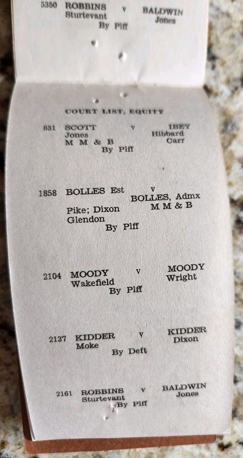 List Of Cases For Jury And Court January Term 1936 Docket Grafton NH