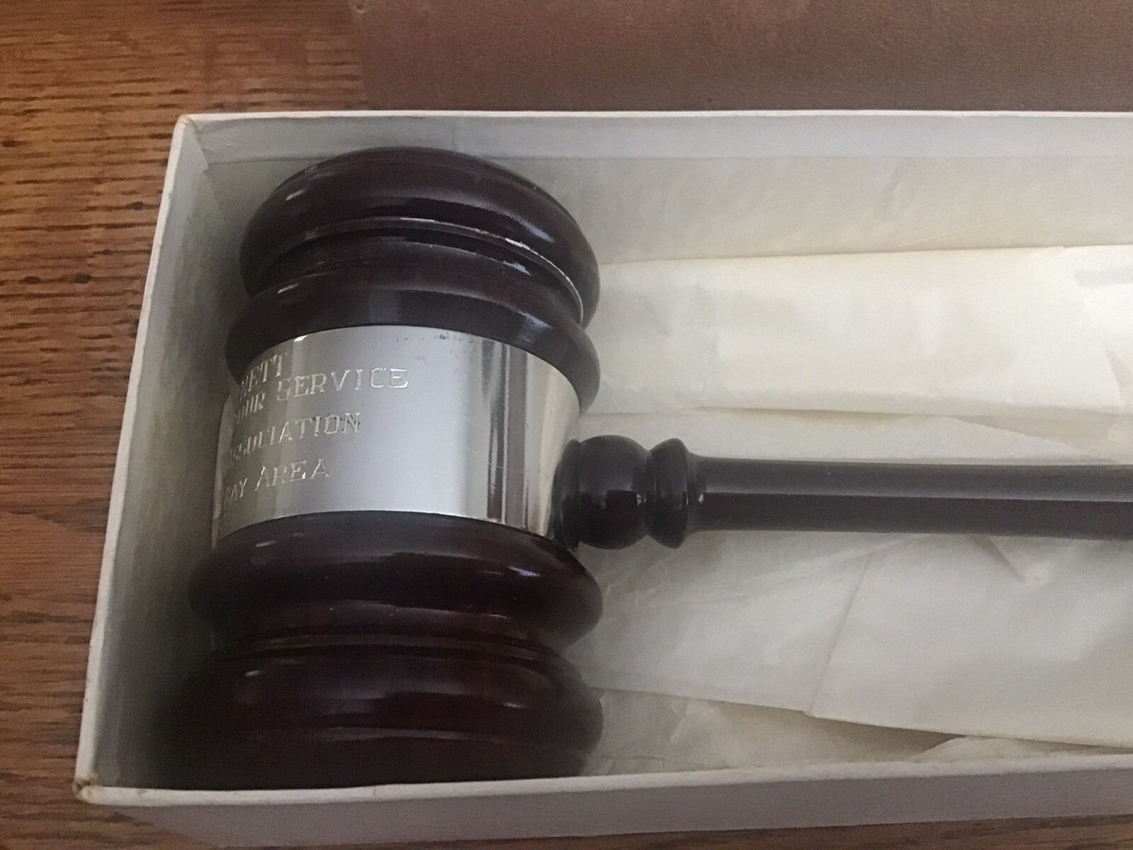 vintage sterling wooden gavel (marked 1952 and 1953 And Other Markings….)