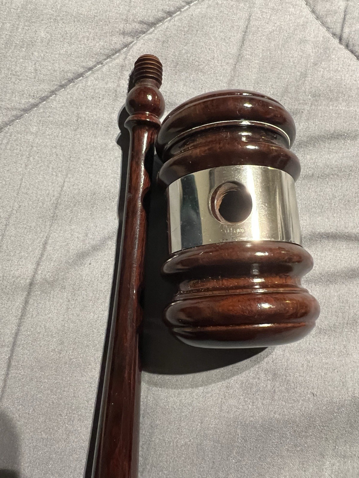 vintage sterling wooden gavel (marked 1952 and 1953 And Other Markings….)