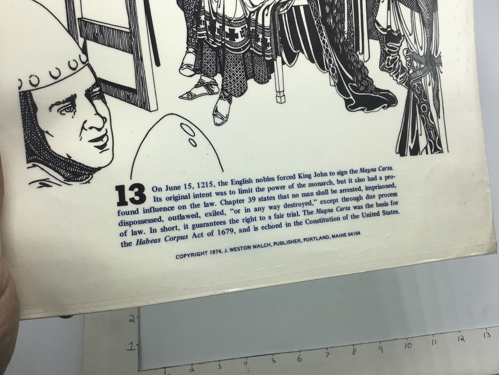 Original 1974 ORIGINS OF LAW Poster – MAGNA CARTA – J Weston Walch