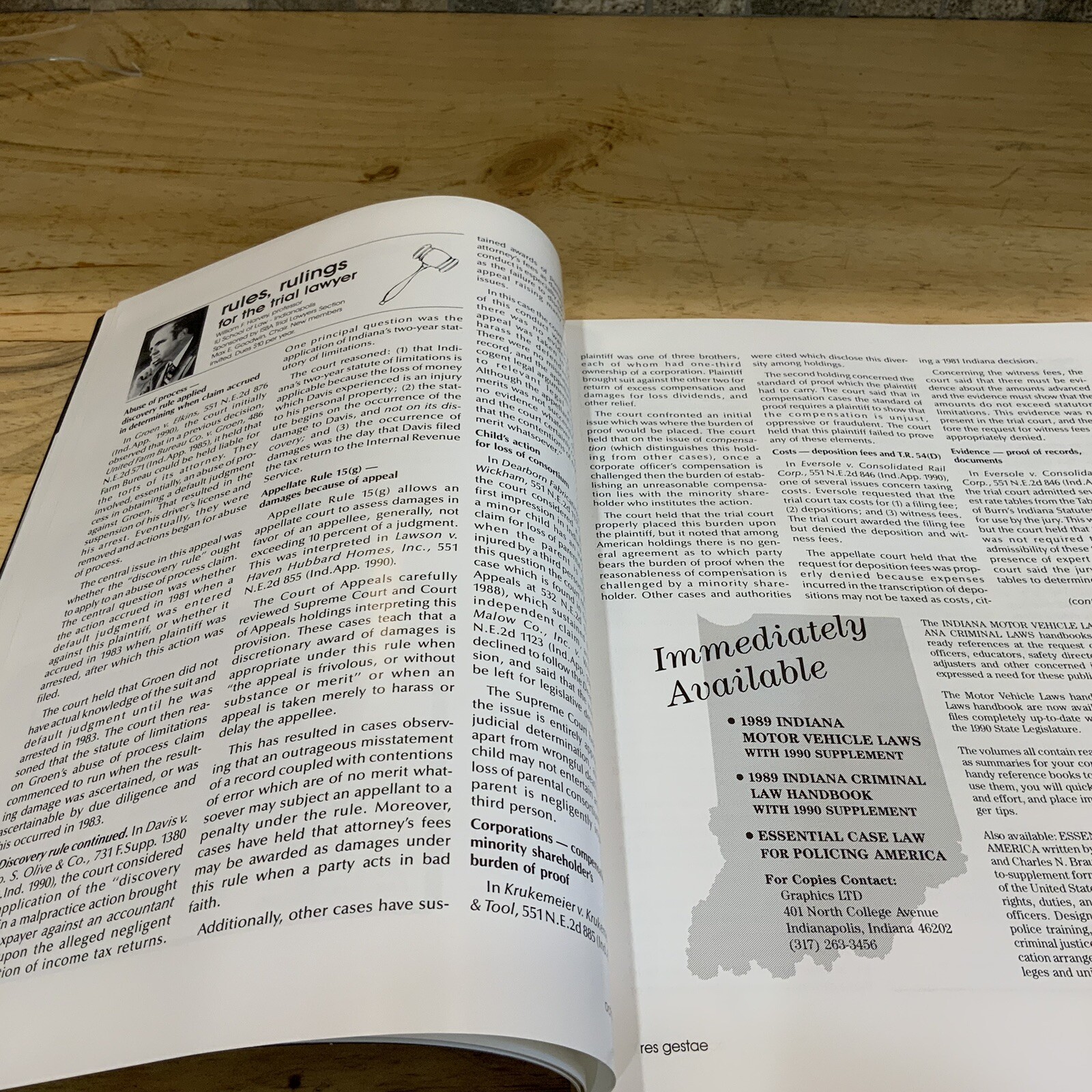 Indiana State Bar Association 1990 Res Gestae Lawyers Law Attorney