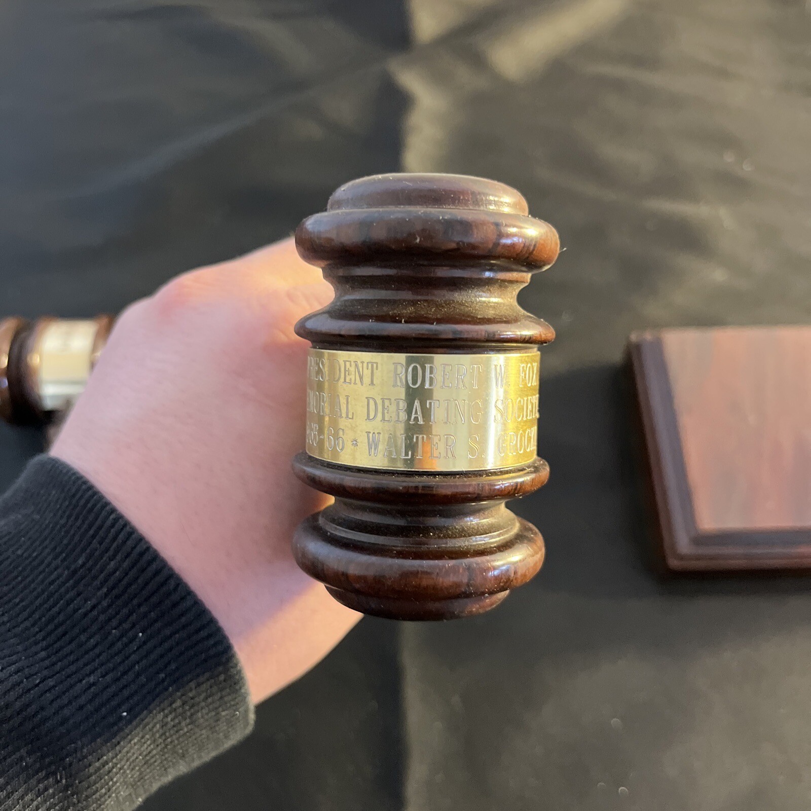 Pair Vintage Debate Team 1960s Wooden Authentic Gavel 10.5” With Base