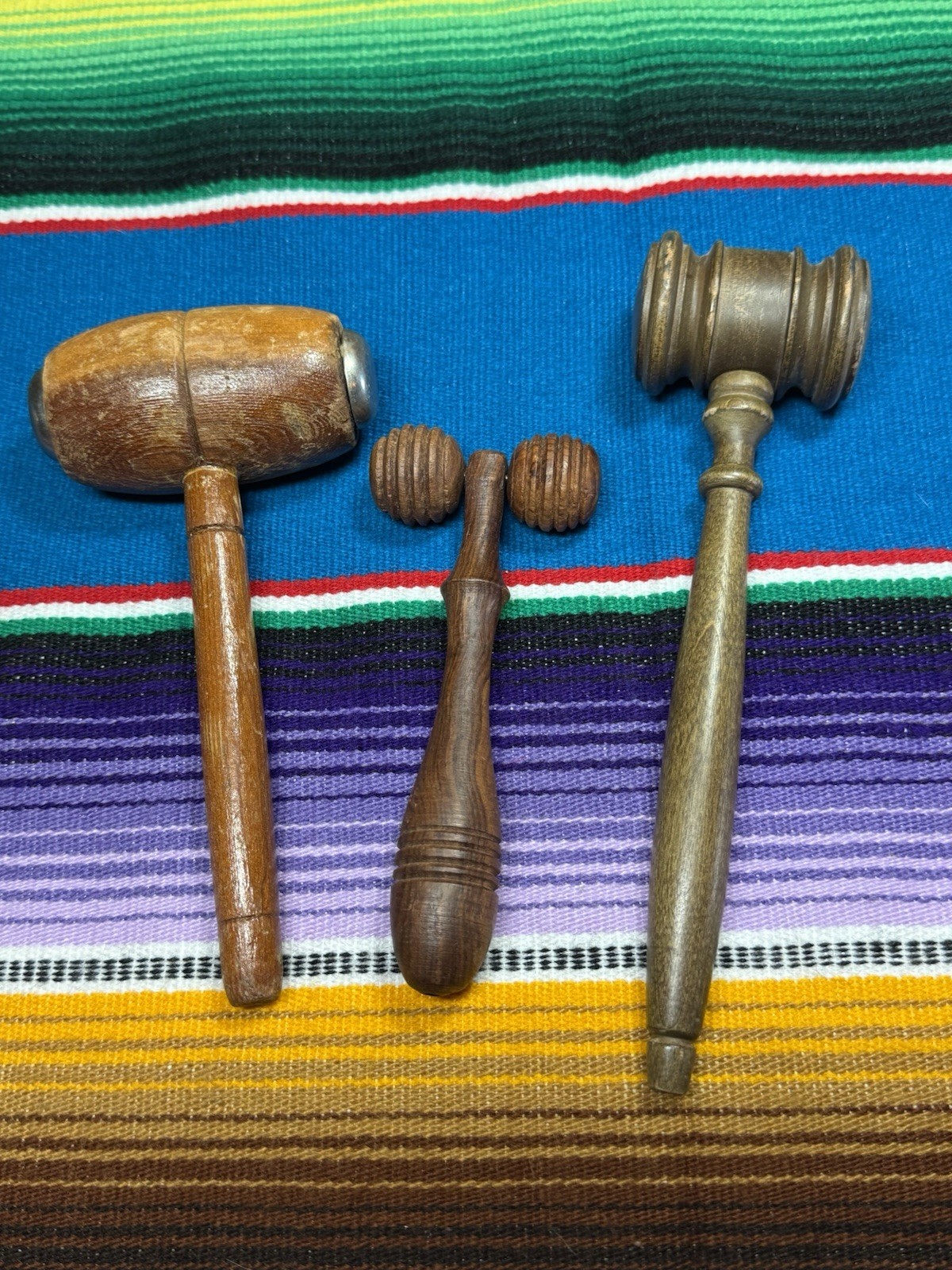 Vintage Wooden Gavels Set of 3