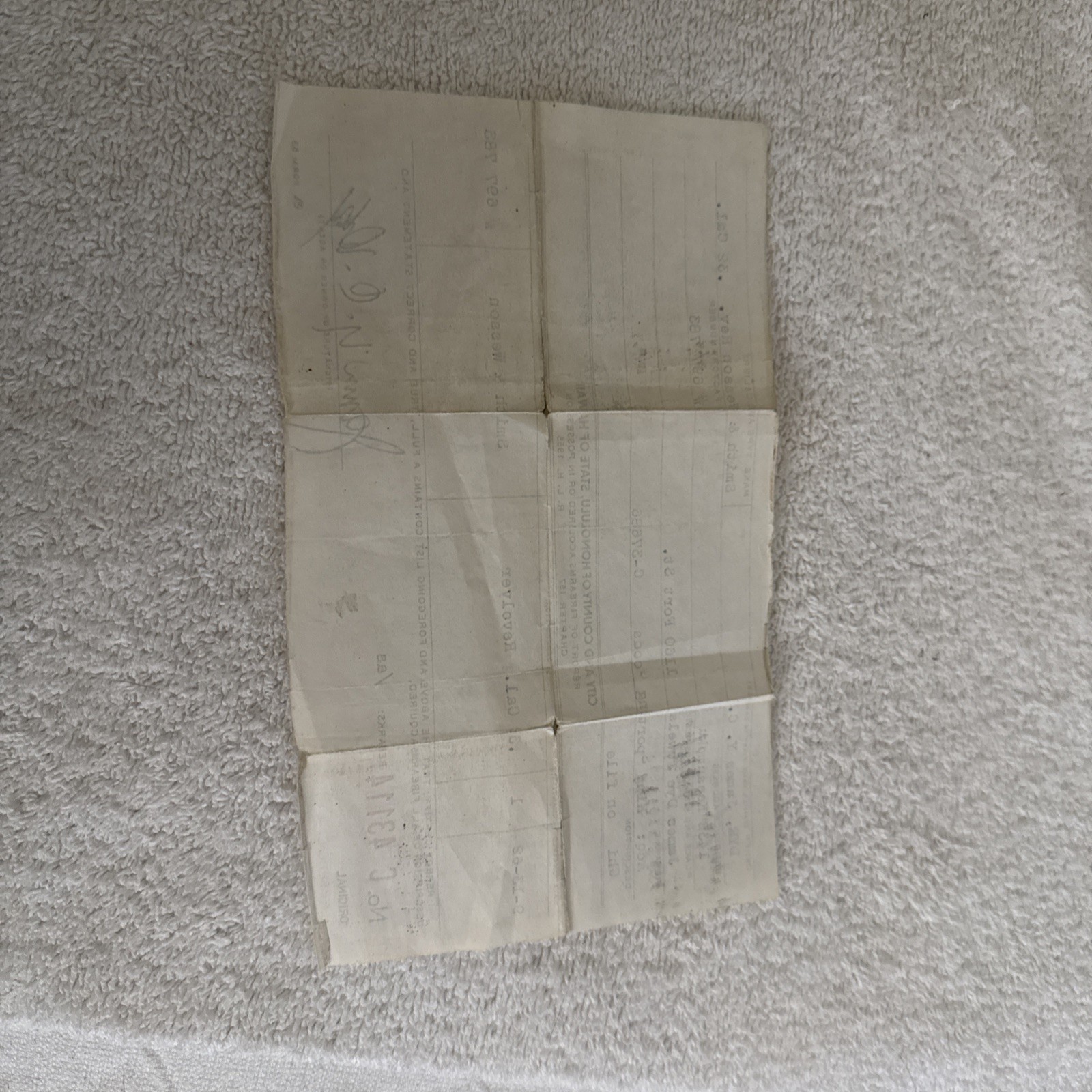 1962 Hawaii Firearms Registration Document – Smith & Wesson .32 Revolver