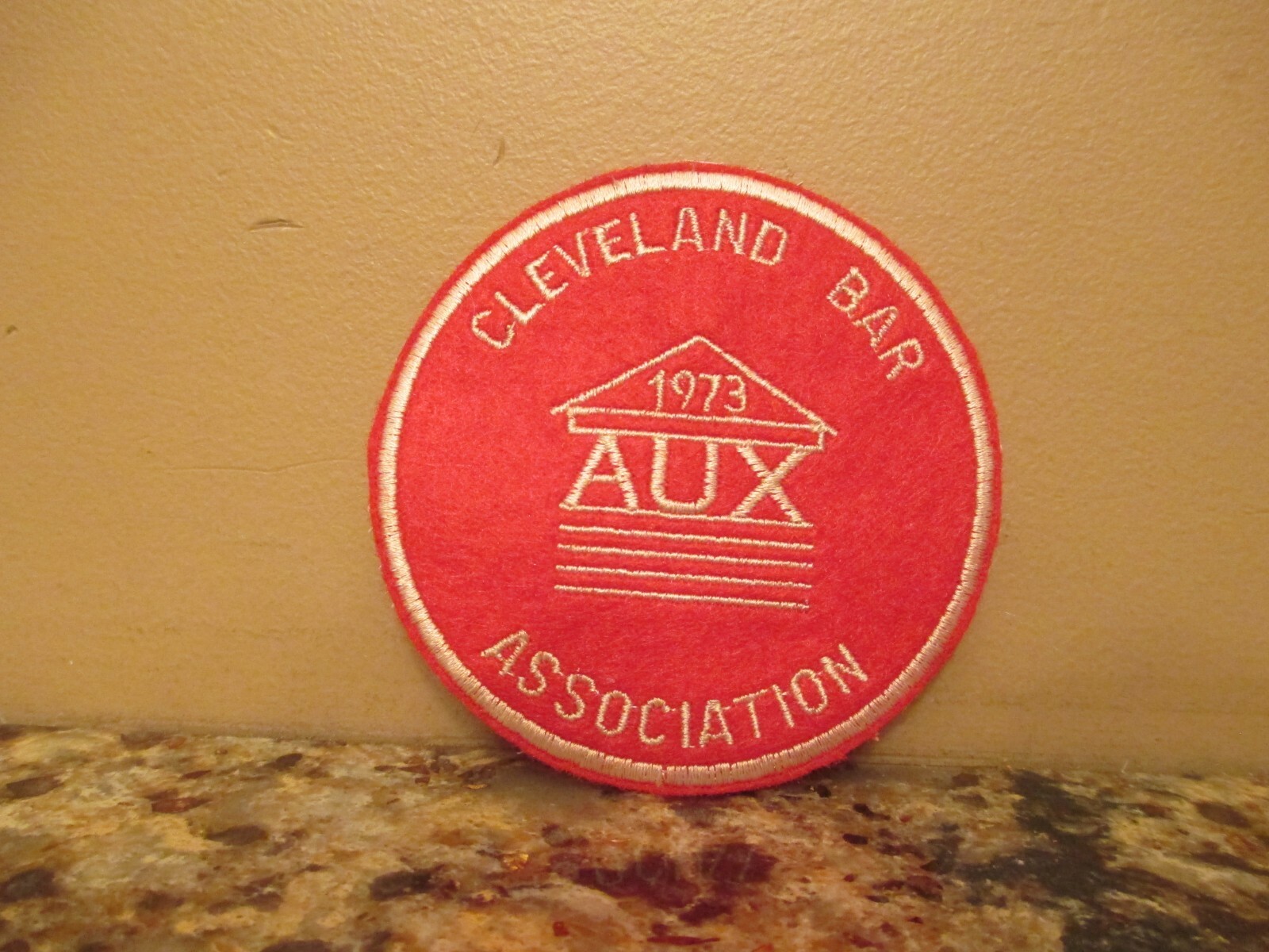 Vintage 1973 Round Cleveland Bar Association AUX Sew-On Patch – 3.5″ Diameter
