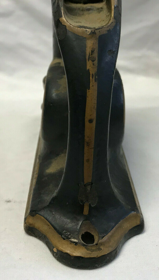 Vtg Notary Stamp Cast Iron Star Design Ornate Black Gold Press