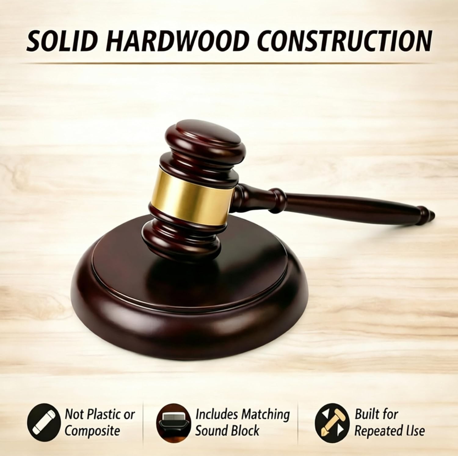 Loud Clear Strike Wooden Gavel with Block – Perfect for Meetings & Ceremonies