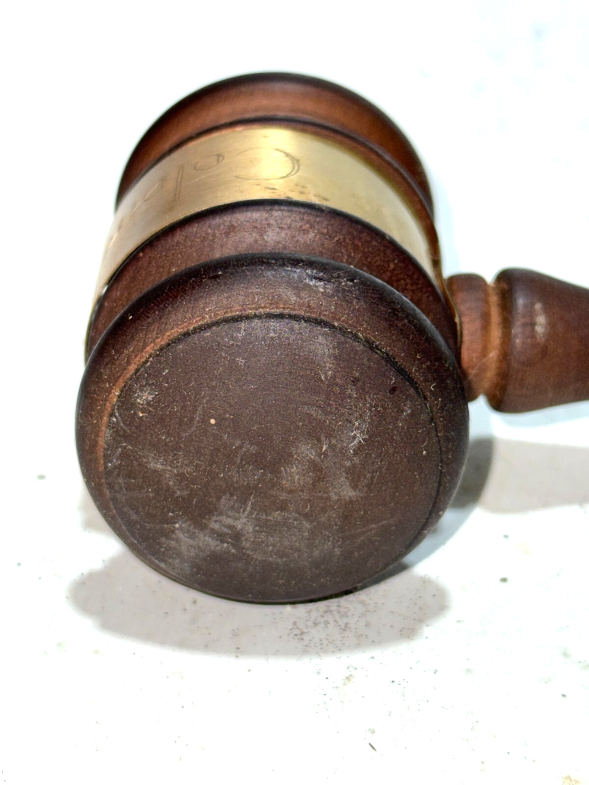 Wooden Gavel Metal Engraved Name Vintage «Colonel Schou» 10.25″ Long