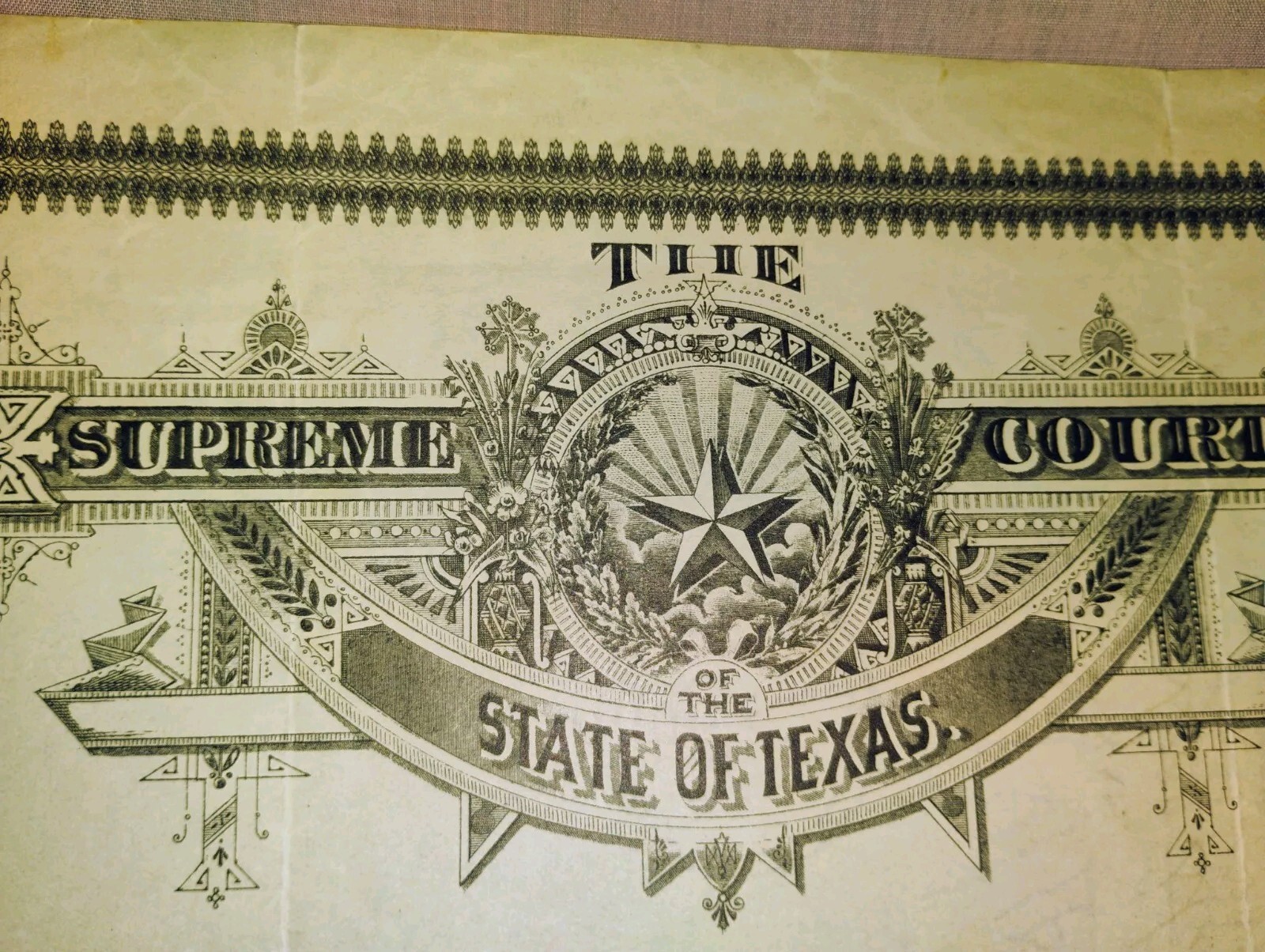 Original 1936 Supreme Court Of Texas State Bar Certificate w SEAL w Signatures