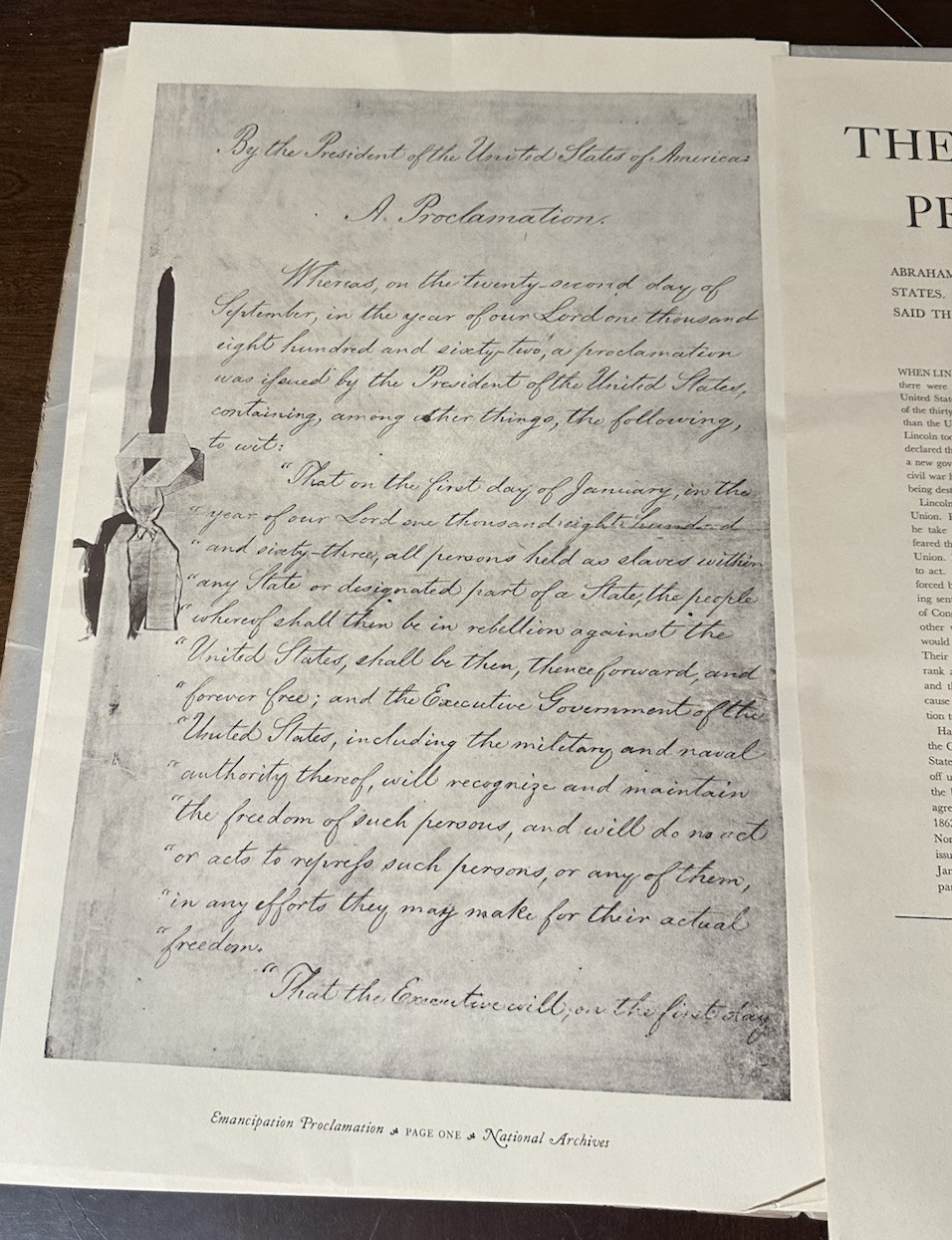 Giant Vintage Emancipation Proclamation Reproduction 1962 US History Lincoln