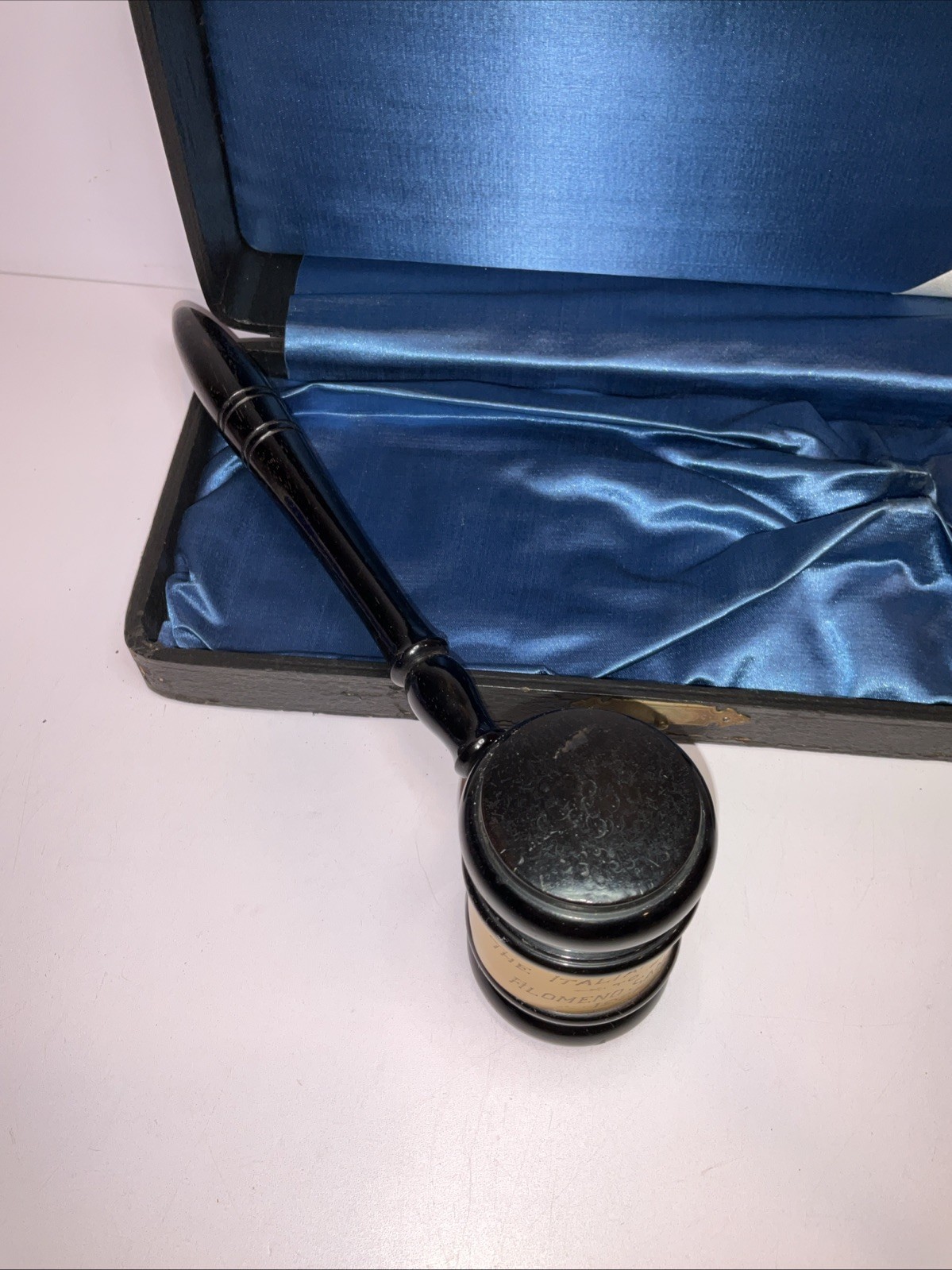 Antique 1926 Presentation Gavel w/ Case Italian Friends Filomeno Sammartino