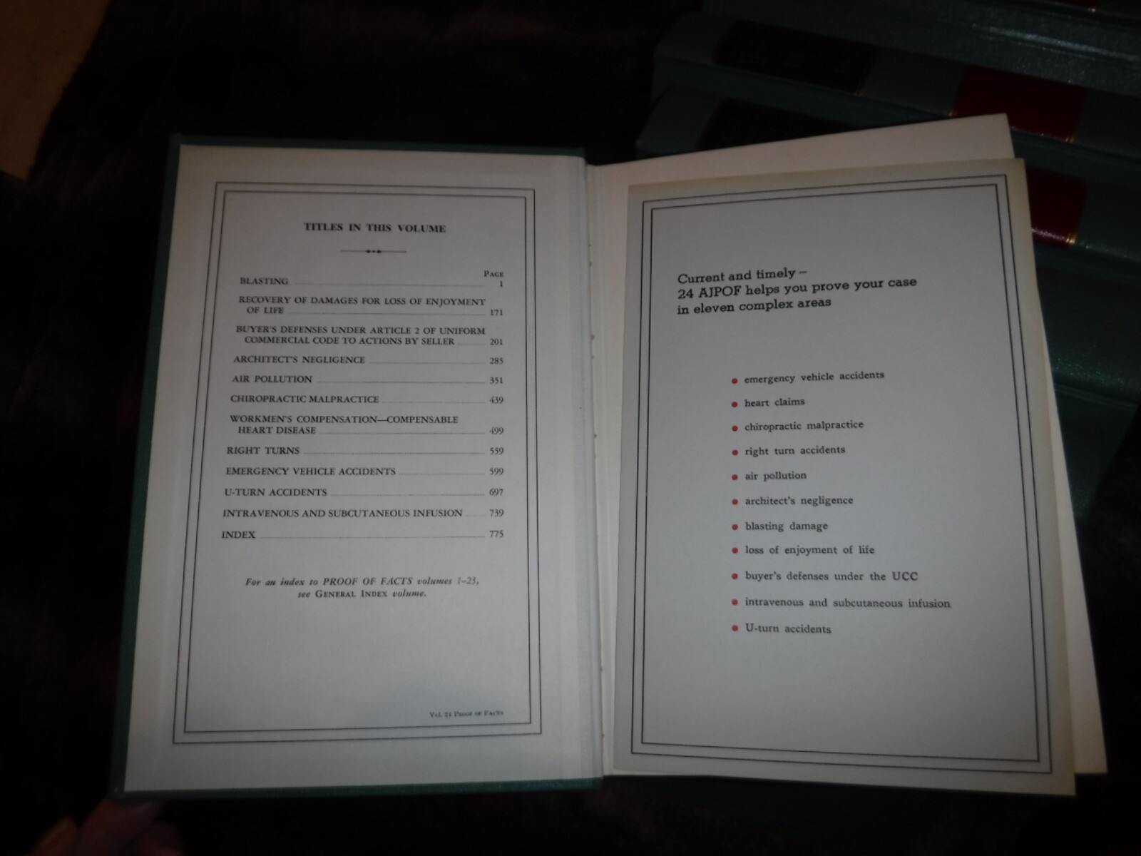 AMERICAN JURISPRUDENCE PROOF OF FACTS VOL 12 – 30 & INDEX : 20 LAW BOOKS