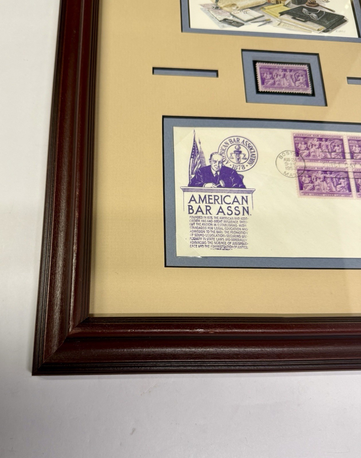 5-3 Cent 1953 Postage Stamps American Bar Association Framed & Matted Collage