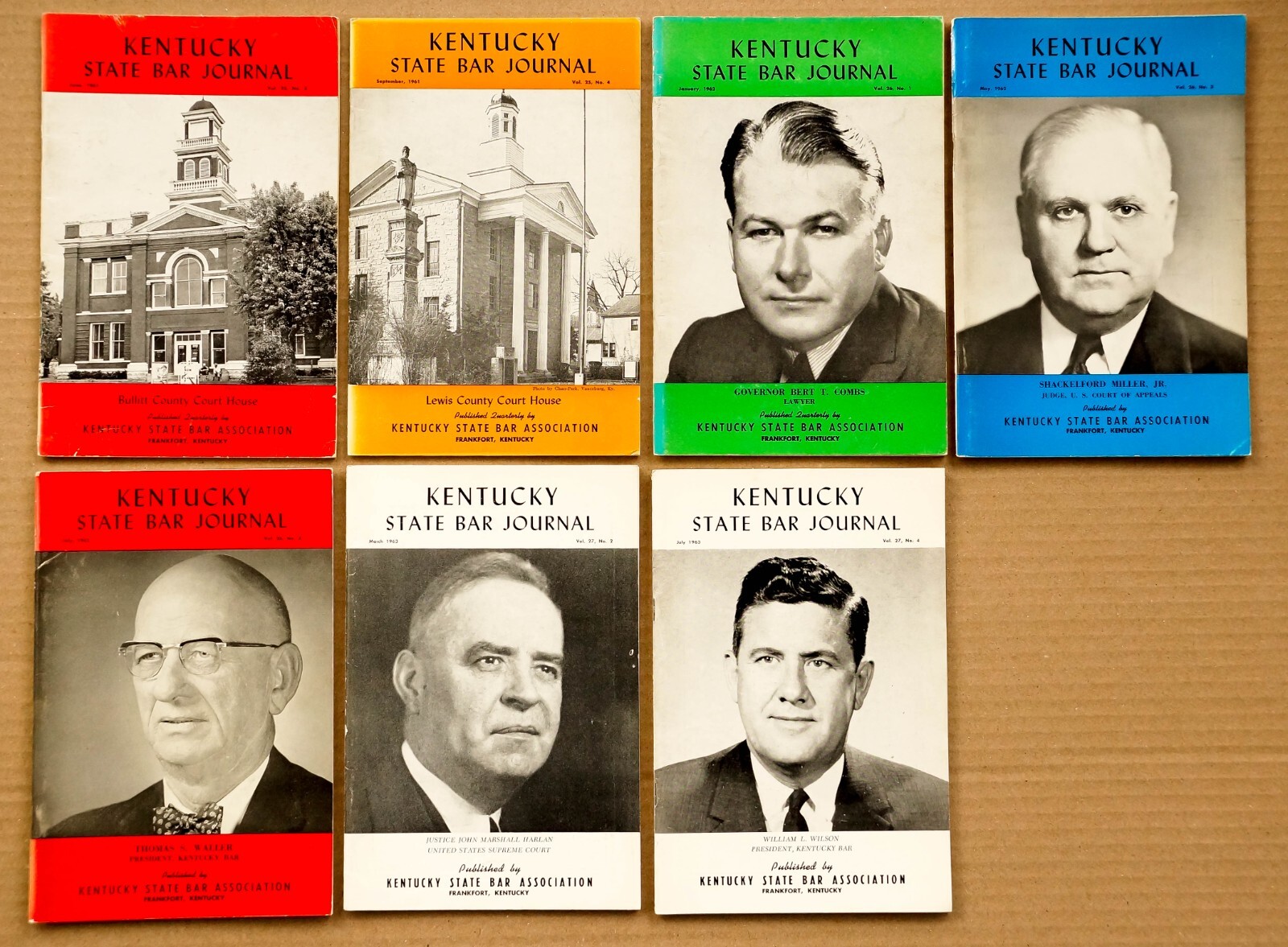 7 Vintage Kentucky State Bar Journal Lot, 1961-1963, Ky. State Bar Association