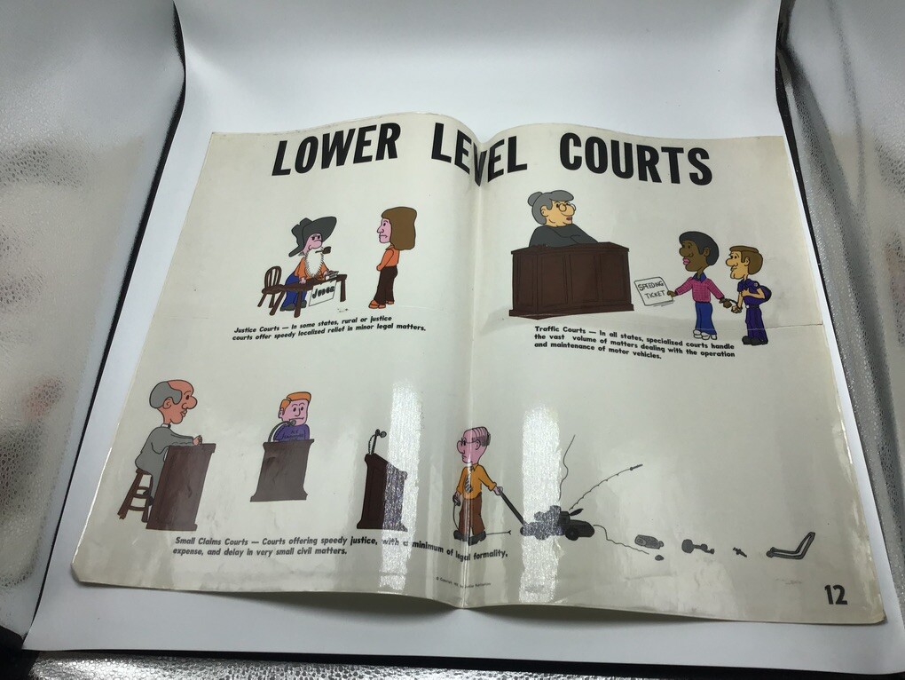 Original LAW Poster 1977 justice publications — LOWER LEVEL COURTS —
