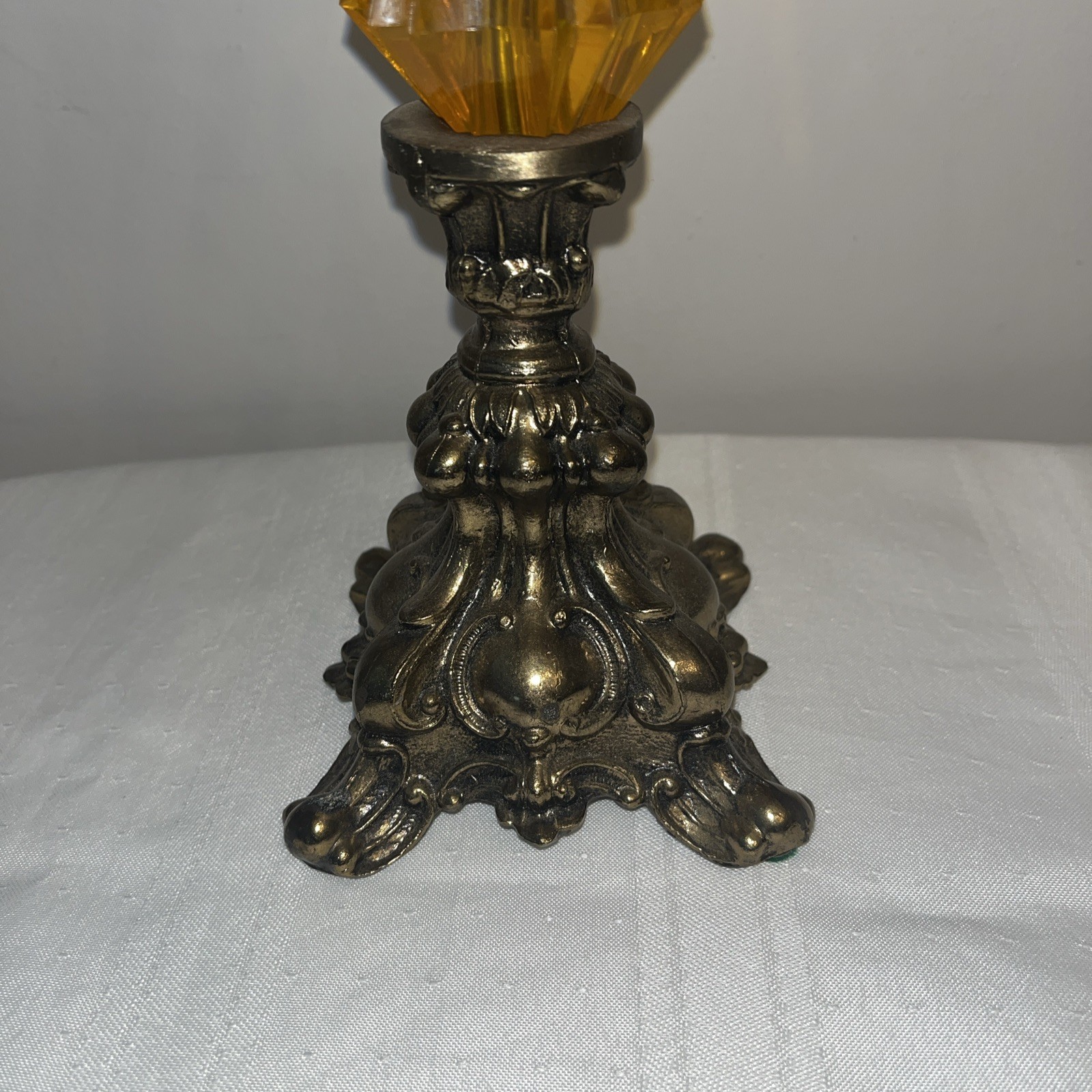 Vintage Cast Metal Arms Of Justice Scale Ornate Acrylic Gold
