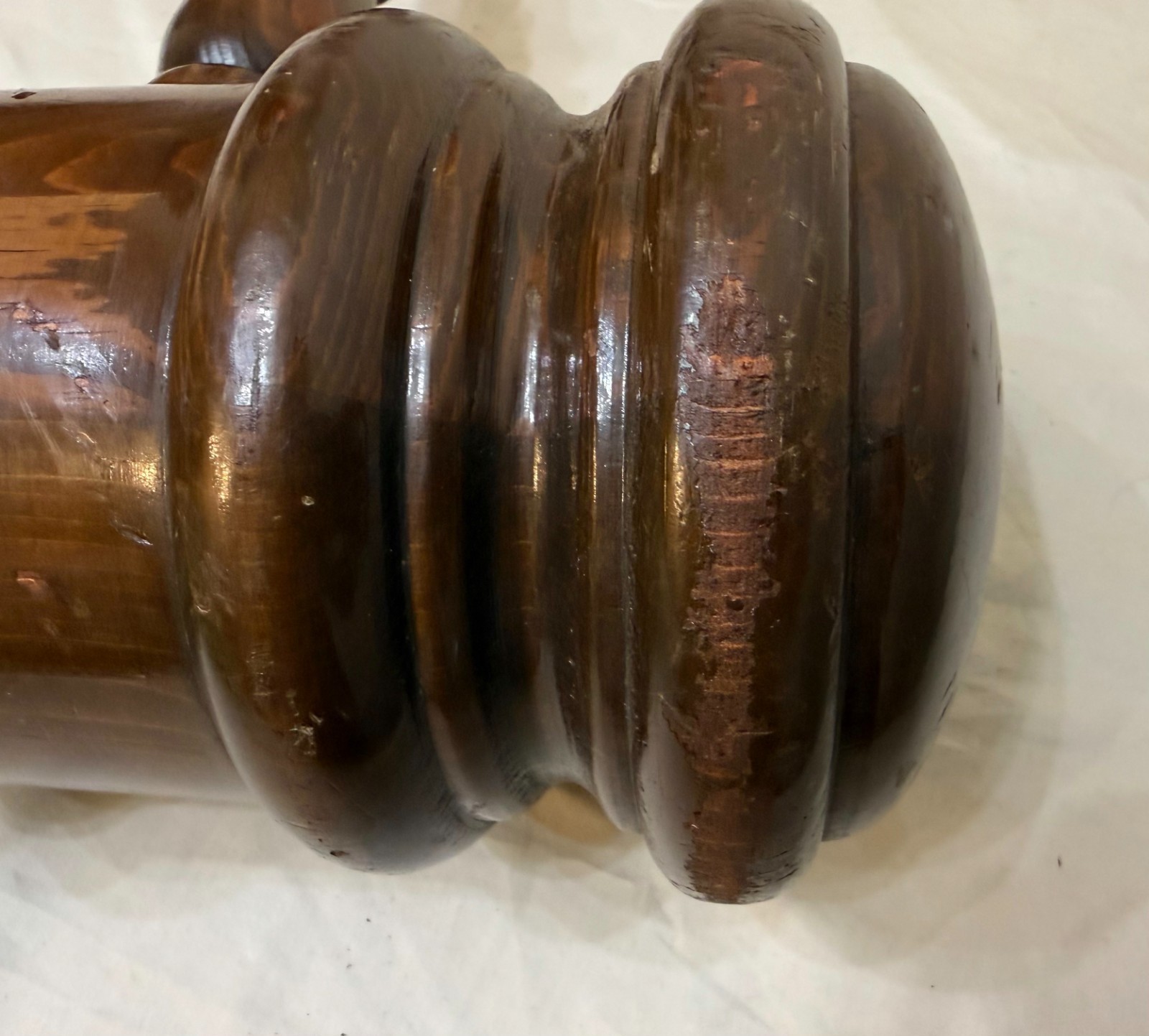 HUGE vintage handmade carved turned wooden solid wood judge auction gavel large