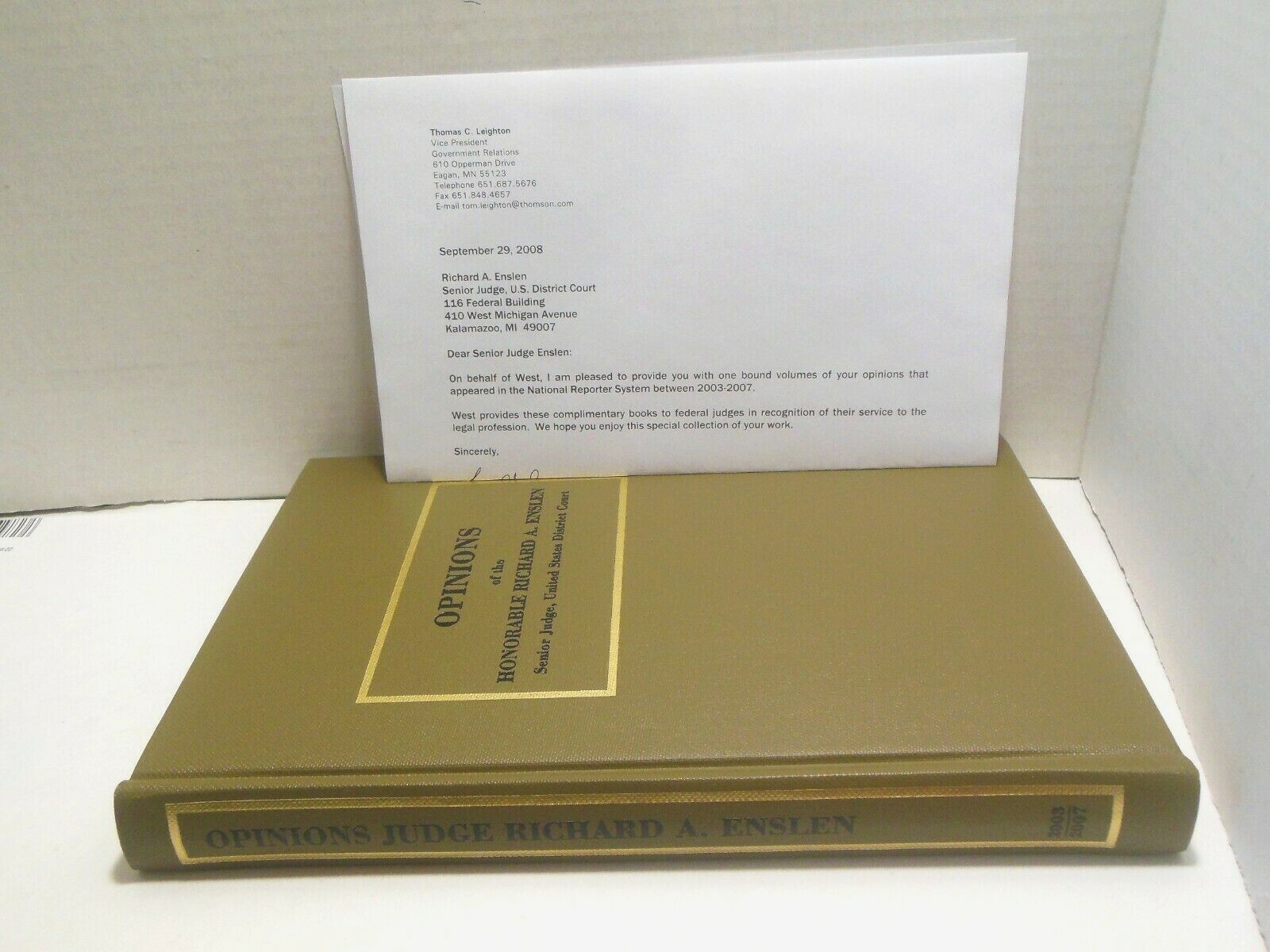 OPINIONS OF HONORABLE RICHARD ENSLEN Judge US District Court Kalamazoo MI Law HB