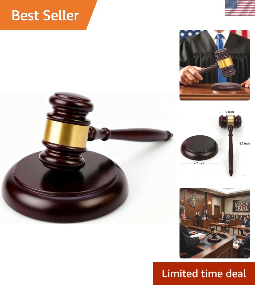 Ergonomic Wooden Gavel & Block Set – Command Authority in Auctions and Meetings