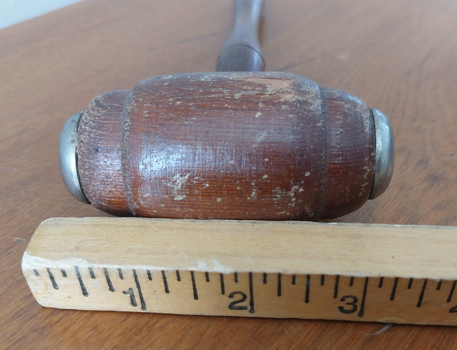 Antique Wooden Gavel Aluminum End Court Judge Auctioneer Vintage Patina