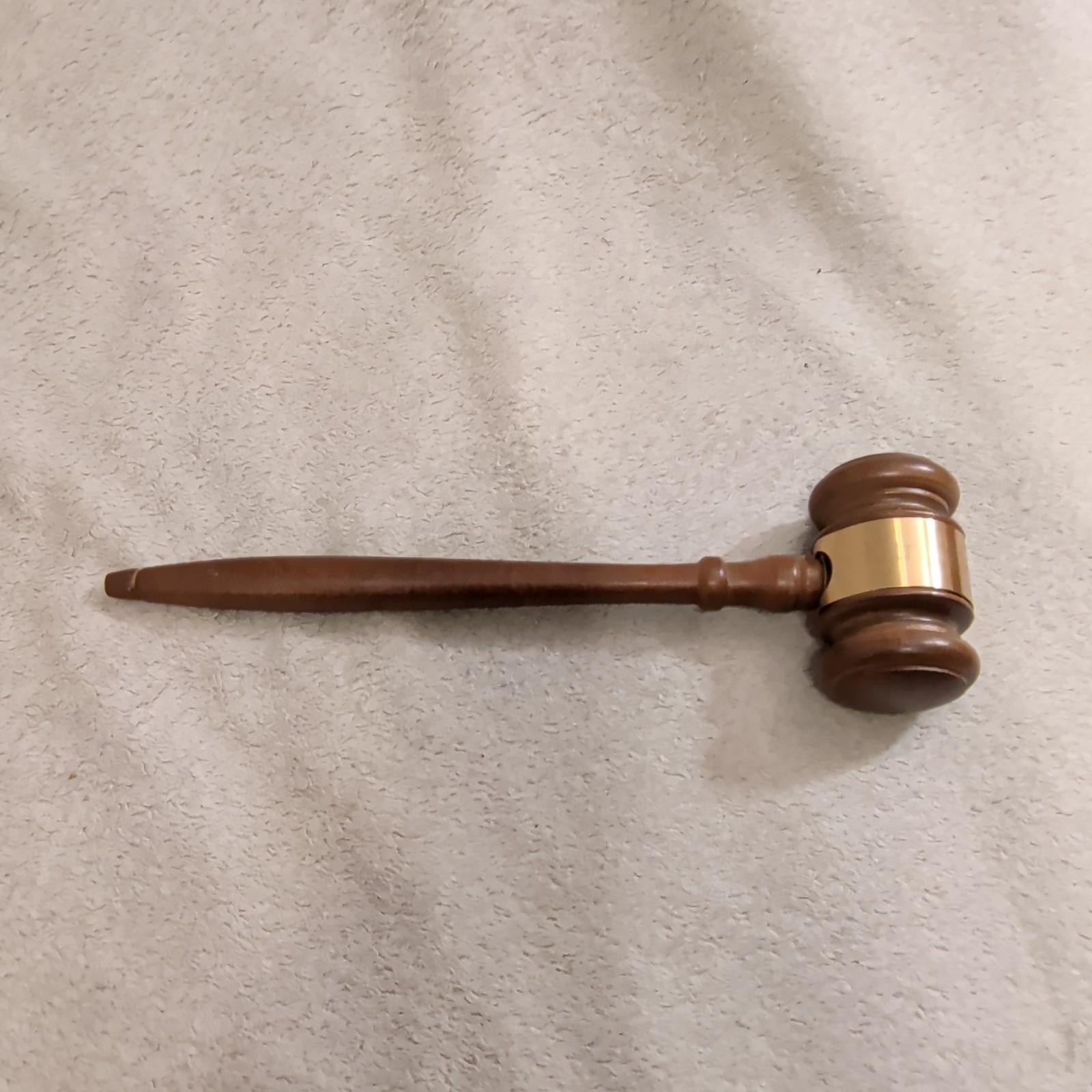 Wooden Judge Gavel with Brass Band Legal Theme