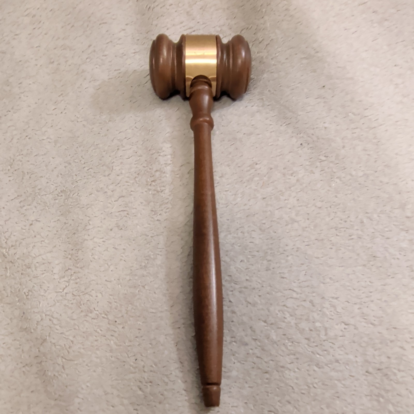 Wooden Judge Gavel with Brass Band Legal Theme
