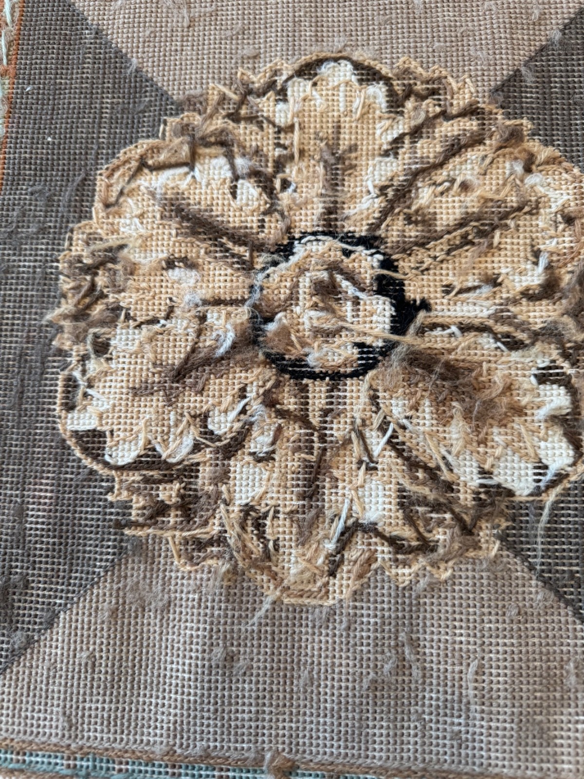 RARE Vtg Needlepoint Rug US SUPREME COURT Ceiling Inspiration 34.5 x 58 Inches