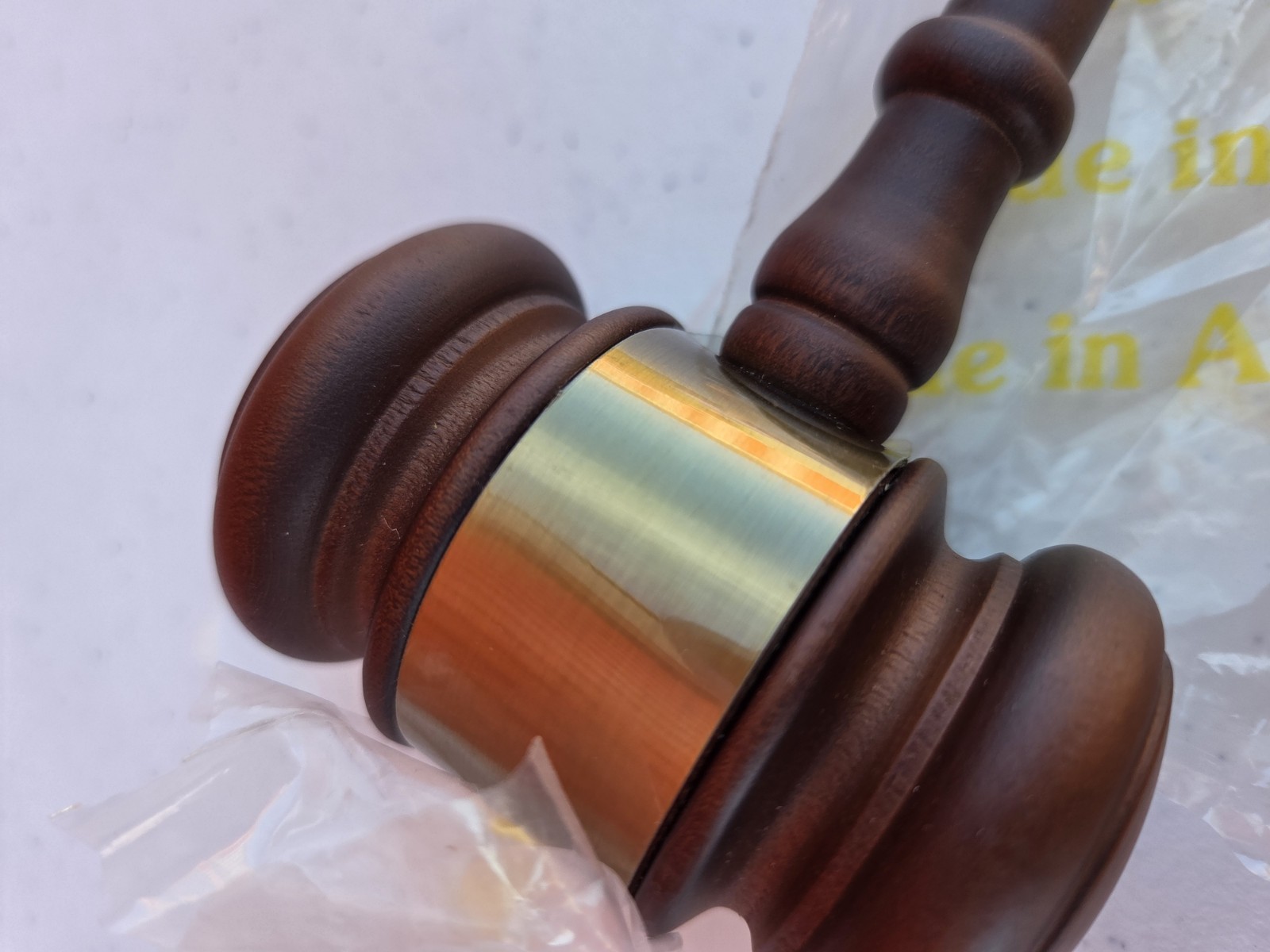 Professional Wood Gavel with Brass Band – Made in USA