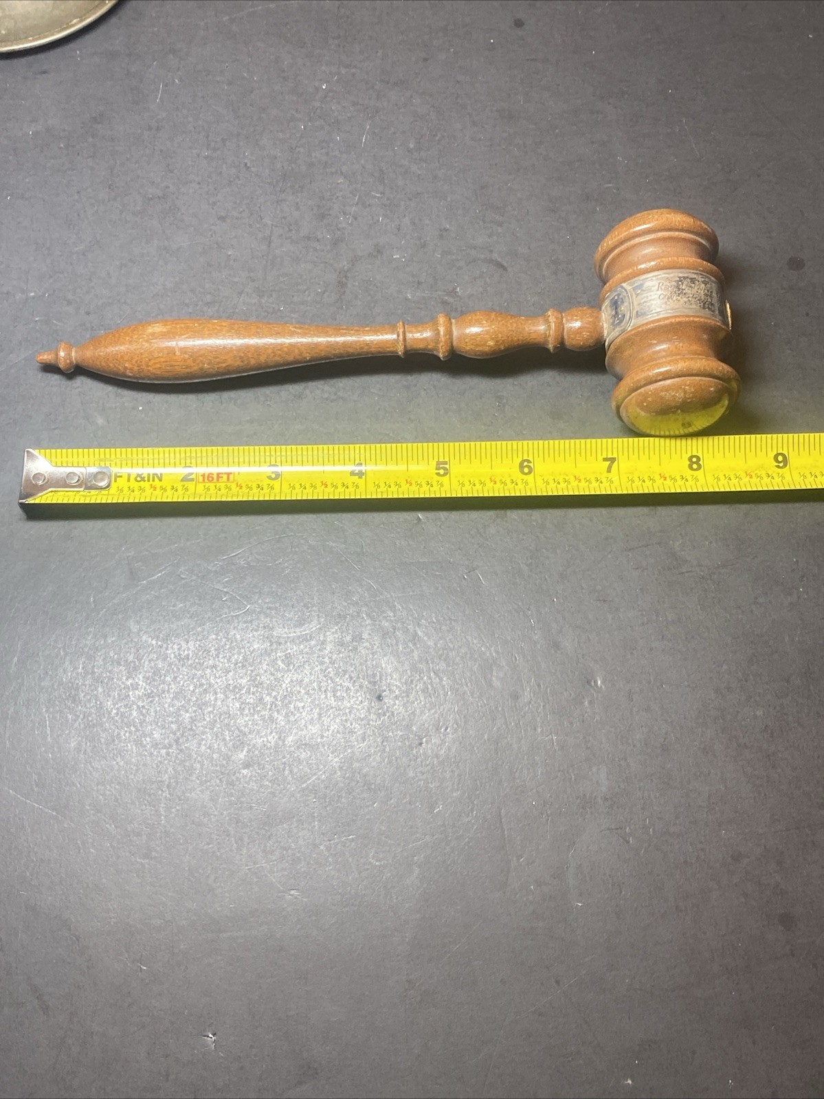 Vtg Wooden Walnut Gavel 8 1/2” Engraved To Write A Mitchell 1941 American Legion
