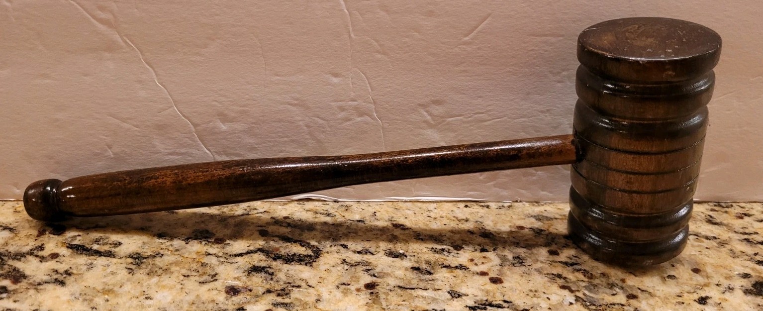 Vintage Wooden Judge Gavel Solid Wood Courtroom Decor 10” Classic Style