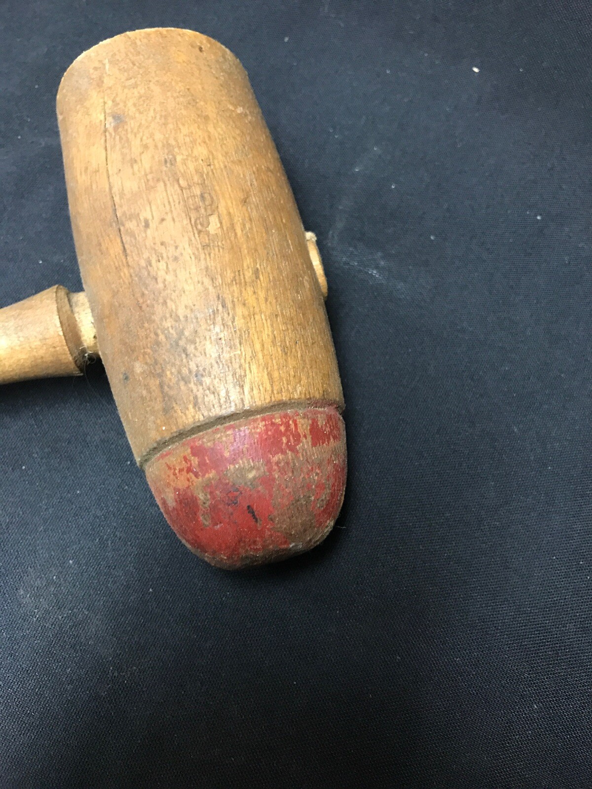 vintage wooden gavel solid wood mallet w/red Round Wood end & Flat End 11” Long