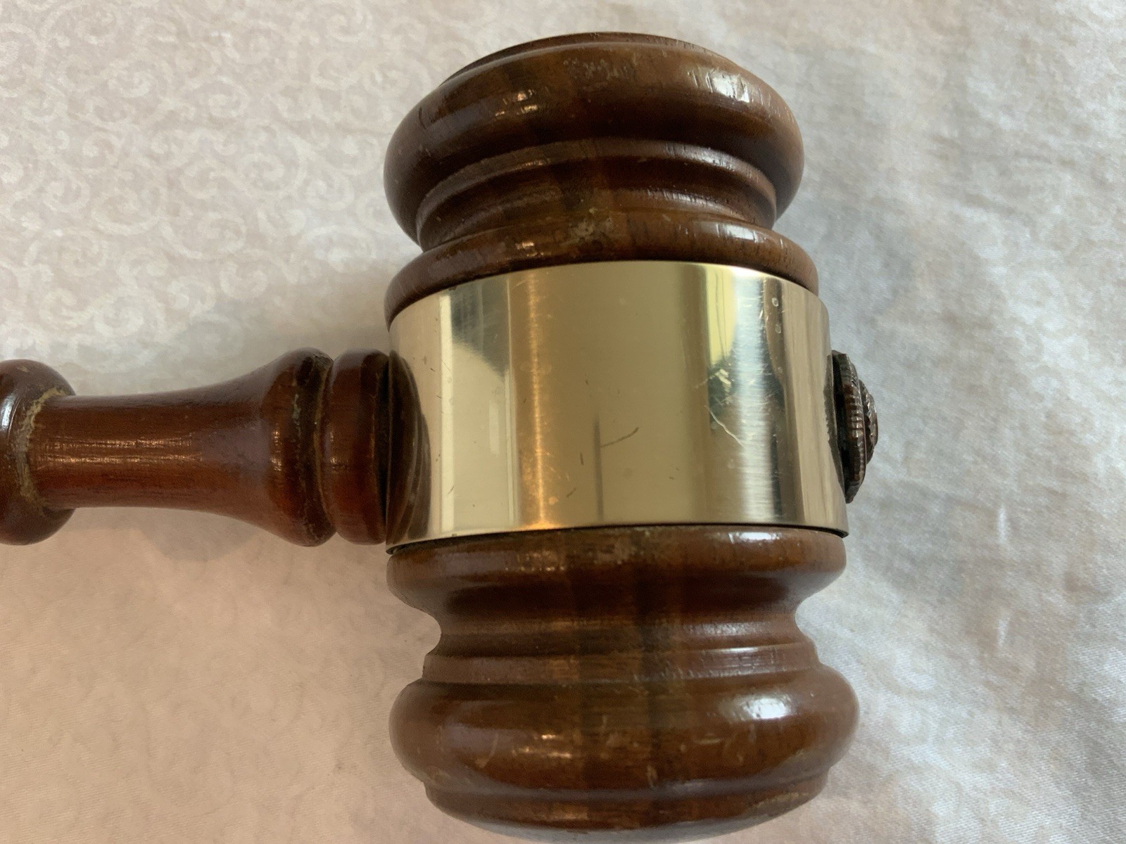 Vintage American Legion Wood Gavel Engraved Brass Band RED RHODE