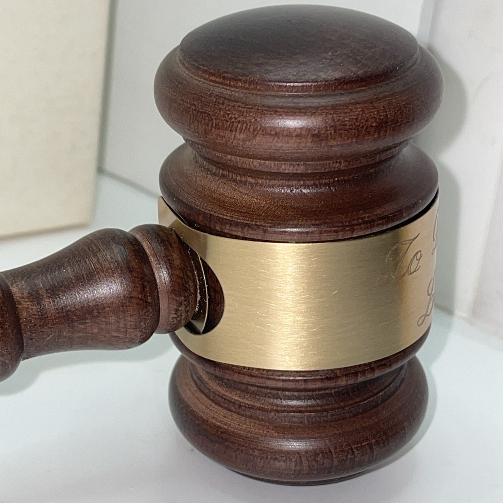 Customized Vintage Gavel made from Walnut & Brass metal Band